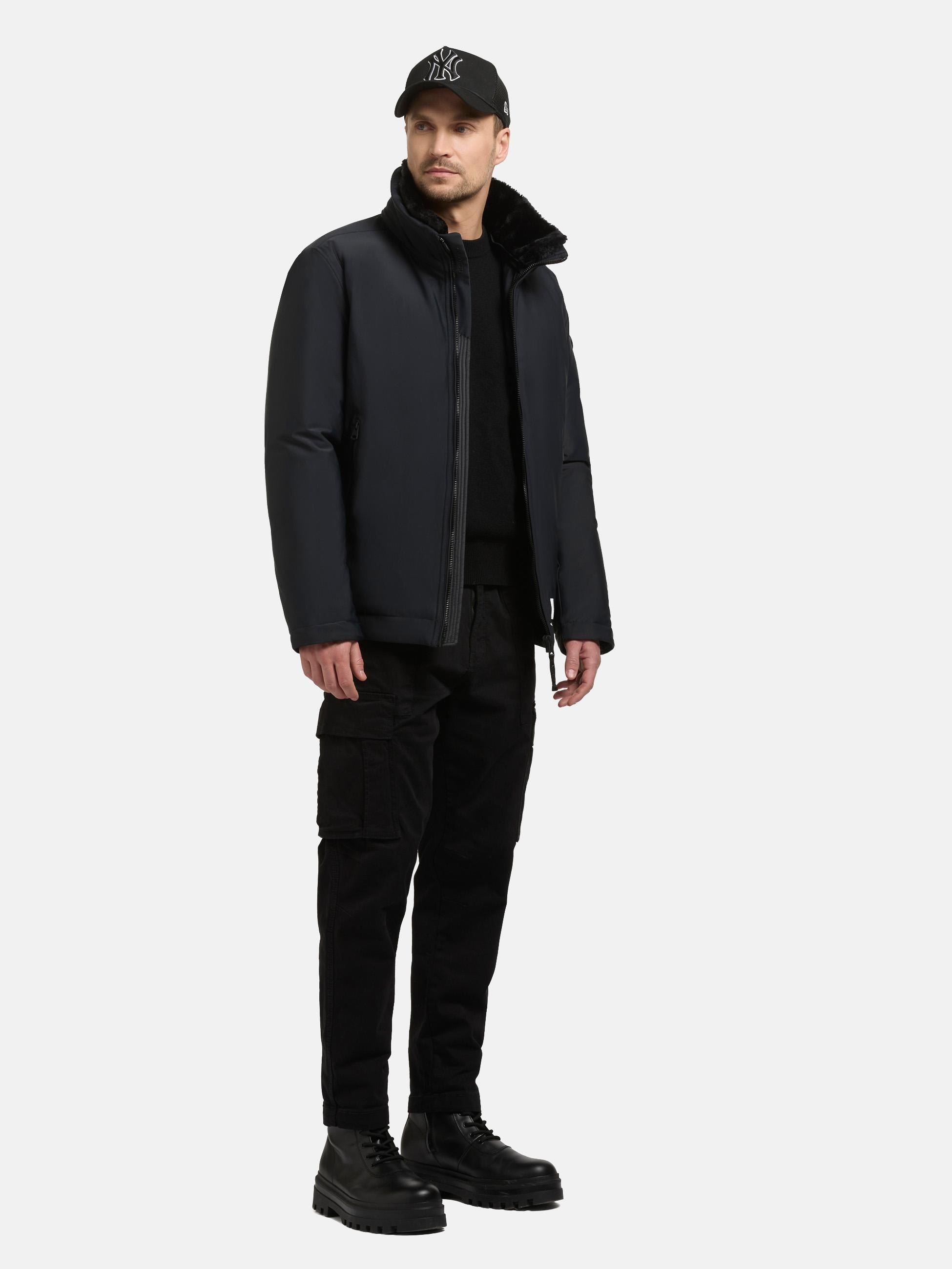 khujo Outdoorjacke »Outdoorjacke Huey« ohne Kapuze Herren Winterjacke mit abnehmbarem Plüsch-Besatz
