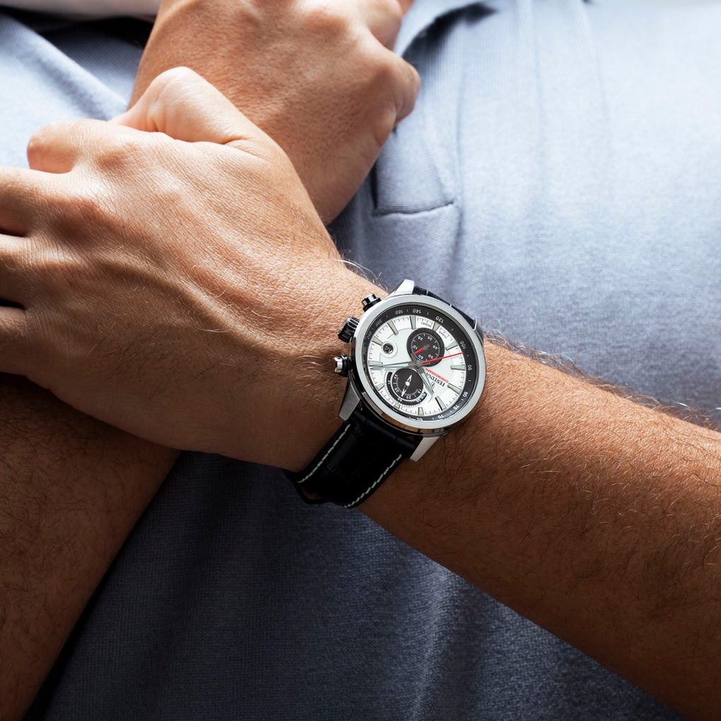 Festina Chronograph »Timeless Chronograph« Quarzuhr, Armbanduhr, Herrenuhr, Lederarmband, analog, Tag