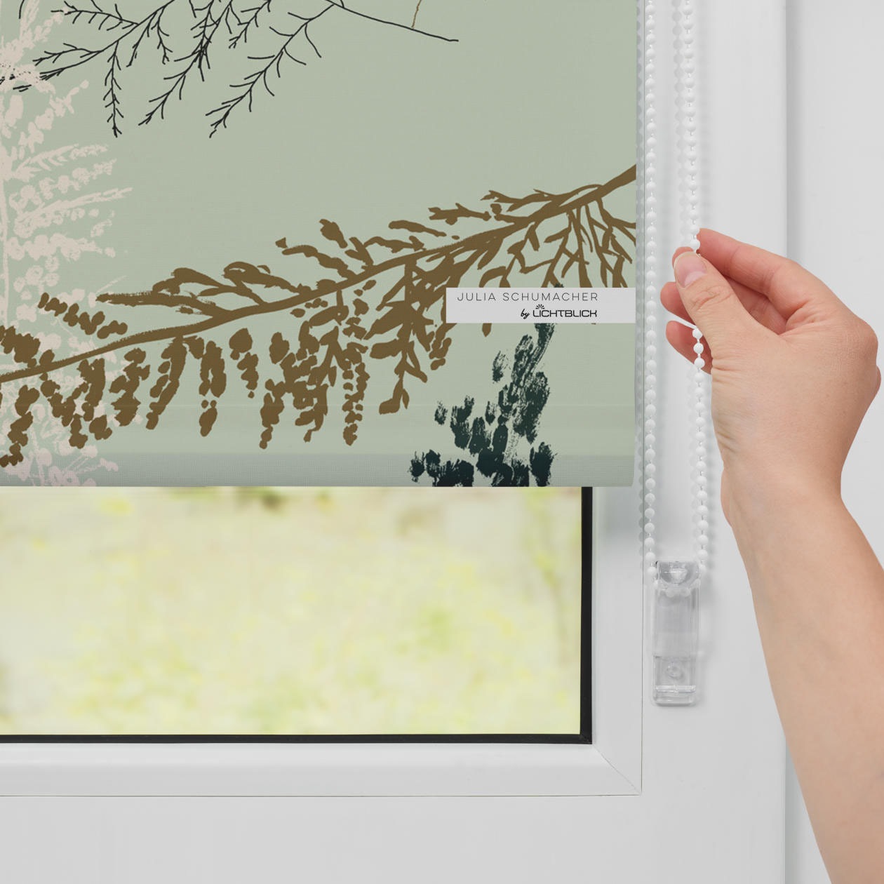 LICHTBLICK ORIGINAL Seitenzugrollo »Rollo Klemmfix, ohne Bohren, Verdunkelung, Fir Branches - Grün«, verdunkelnd, Verdunkelung-energiesparend, freihängend