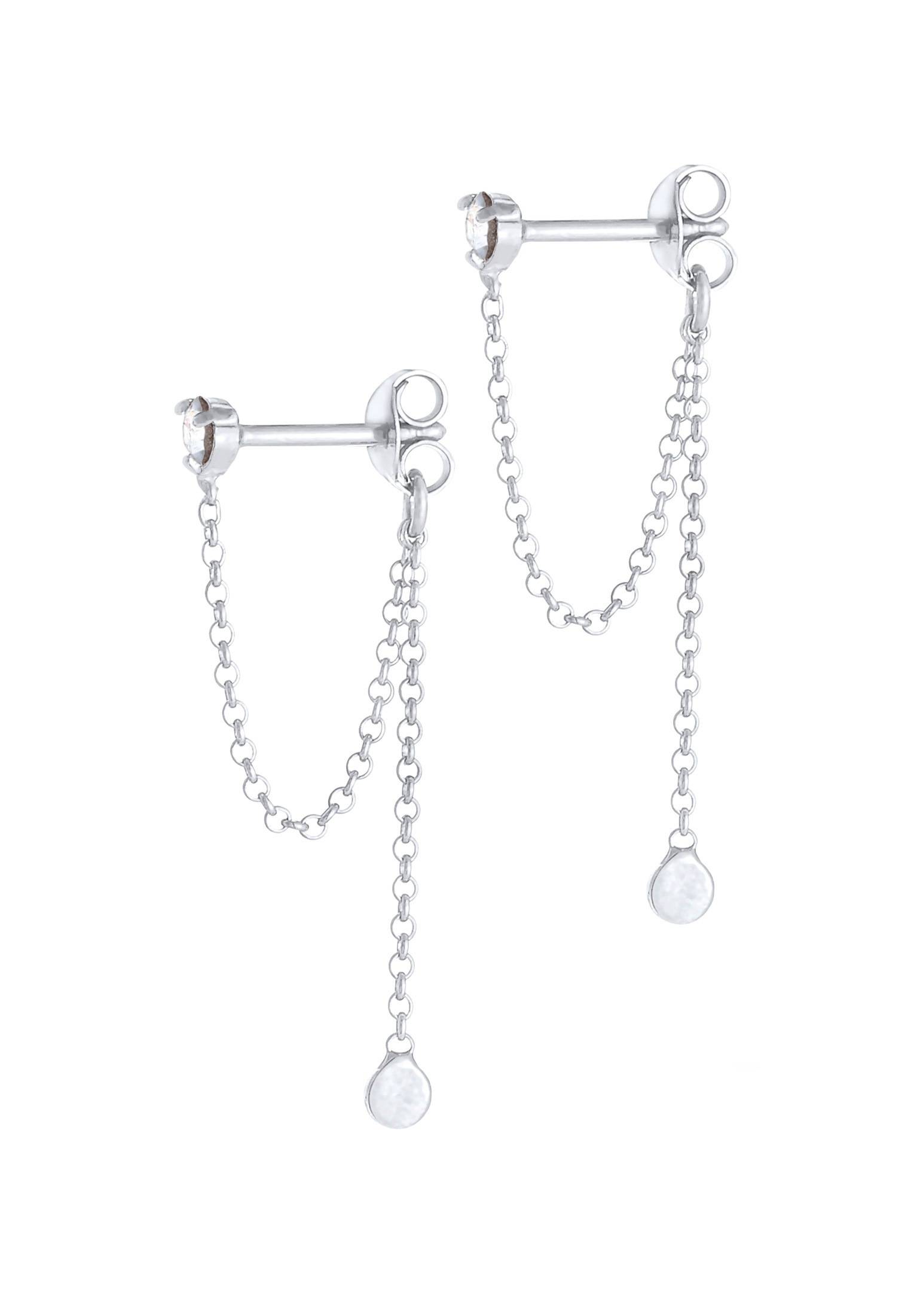 Elli Paar Ohrhänger »Ohrringe Rund Kristalle Ketten Look 925 Sterling Silber«