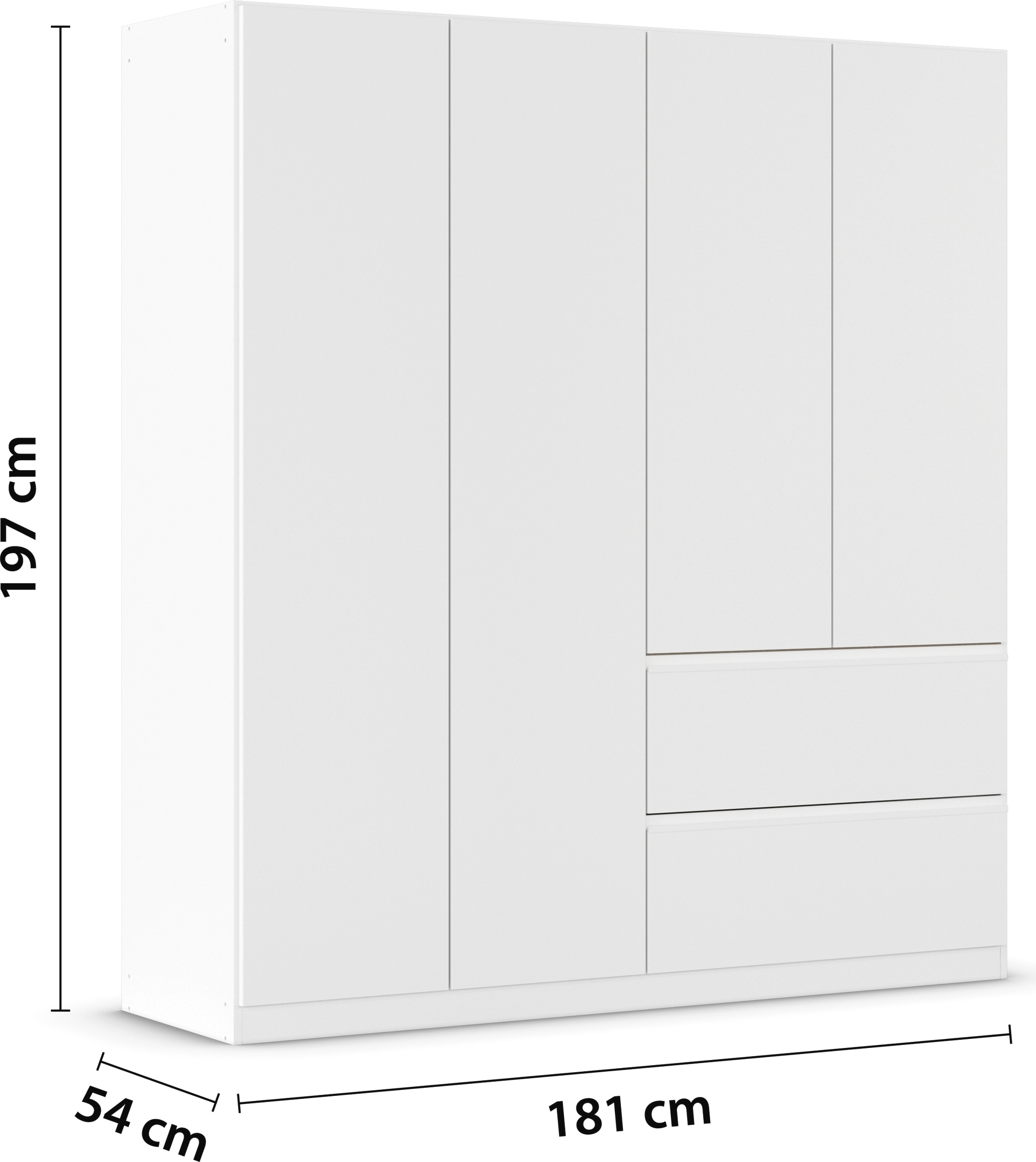 rauch Drehtürenschrank »Kleiderschrank Schrank Garderobe Schlafzimmerschrank JOEL«, mit zwei Schubladen, mit Push-to-Open Funktion MADE IN GERMANY