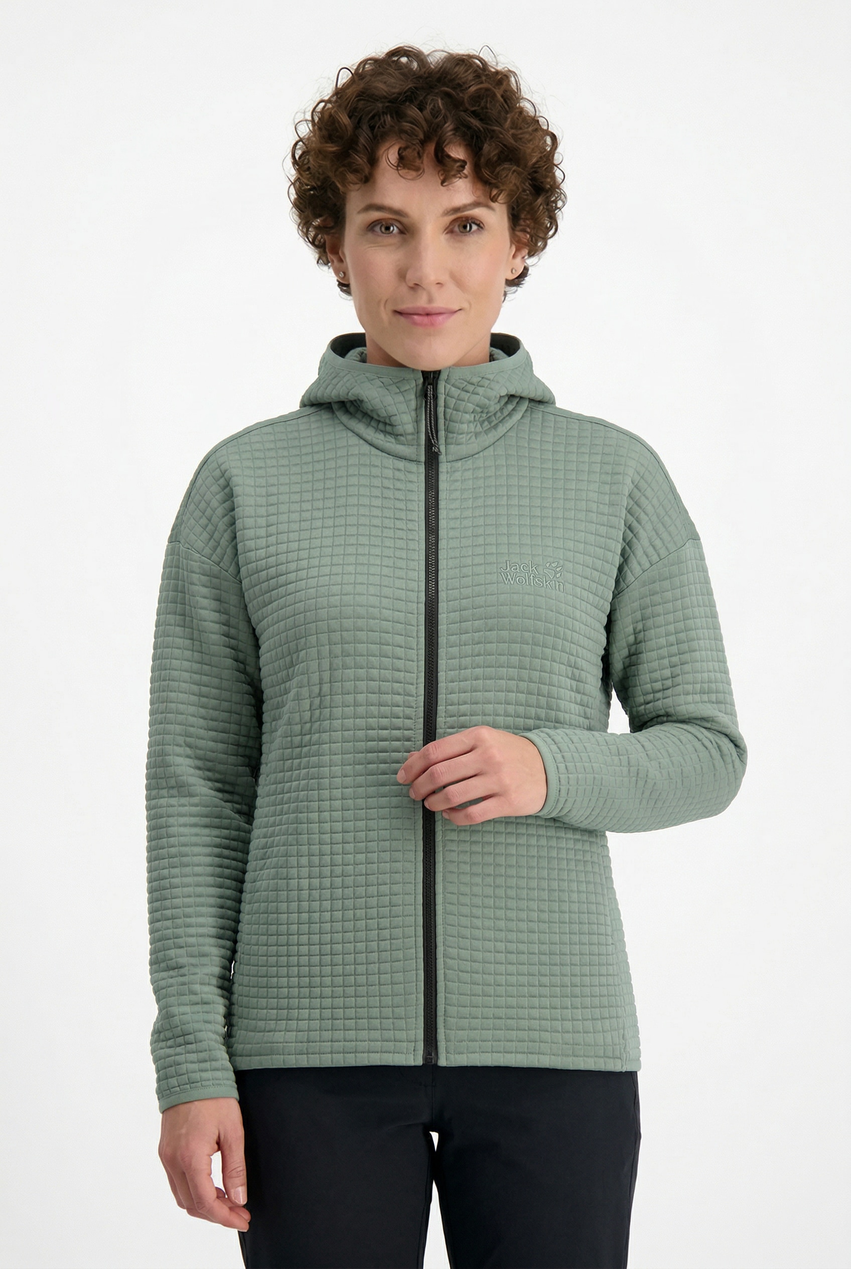 Jack Wolfskin Fleecejacke »MOGARI HOODED FZ W« mit Kapuze atmungsaktiv, leicht, Übergangsjacke, Waffel-Optik