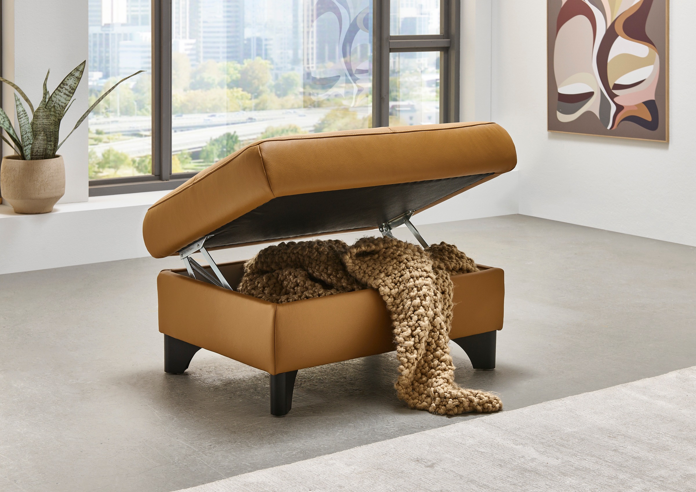 Die PlanBar Hocker »PN-EM23166«, Aufklappbar mit Stauraum, stylische Metallfüße