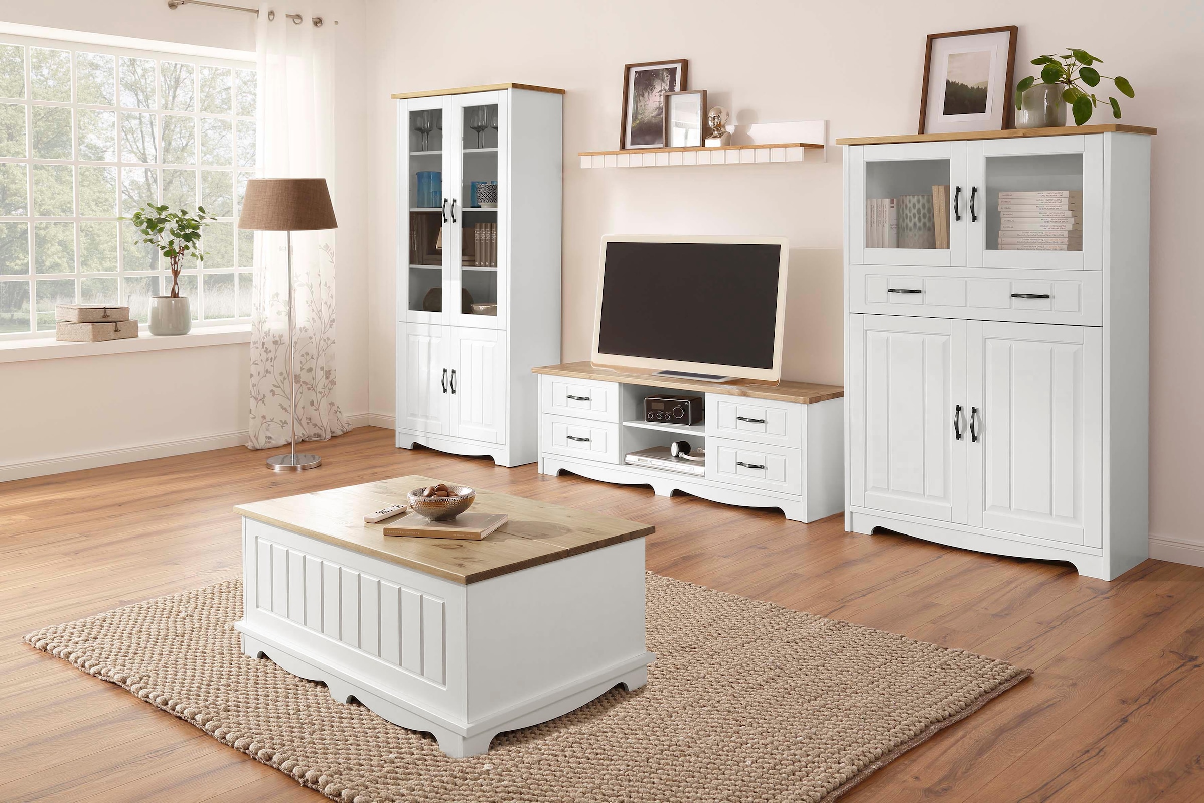 Home affaire Wohnwand »Trinidad«, (Set, 4 St.), Set aus 1 Vitrine, 1  Lowboard, 1 Highboard, 1 Wandboard auf Rechnung bestellen