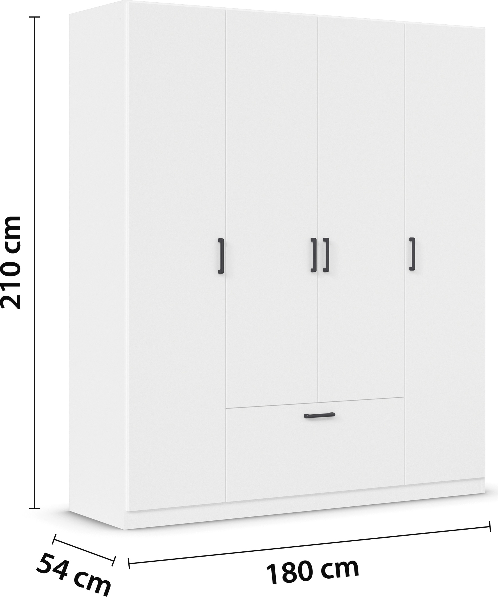 rauch Drehtürenschrank »Kleiderschrank Schrank Garderobe Wäscheschrank BARI« mit Schubasten mittig, moderner Griff in Graumetallic MADE IN GERMANY