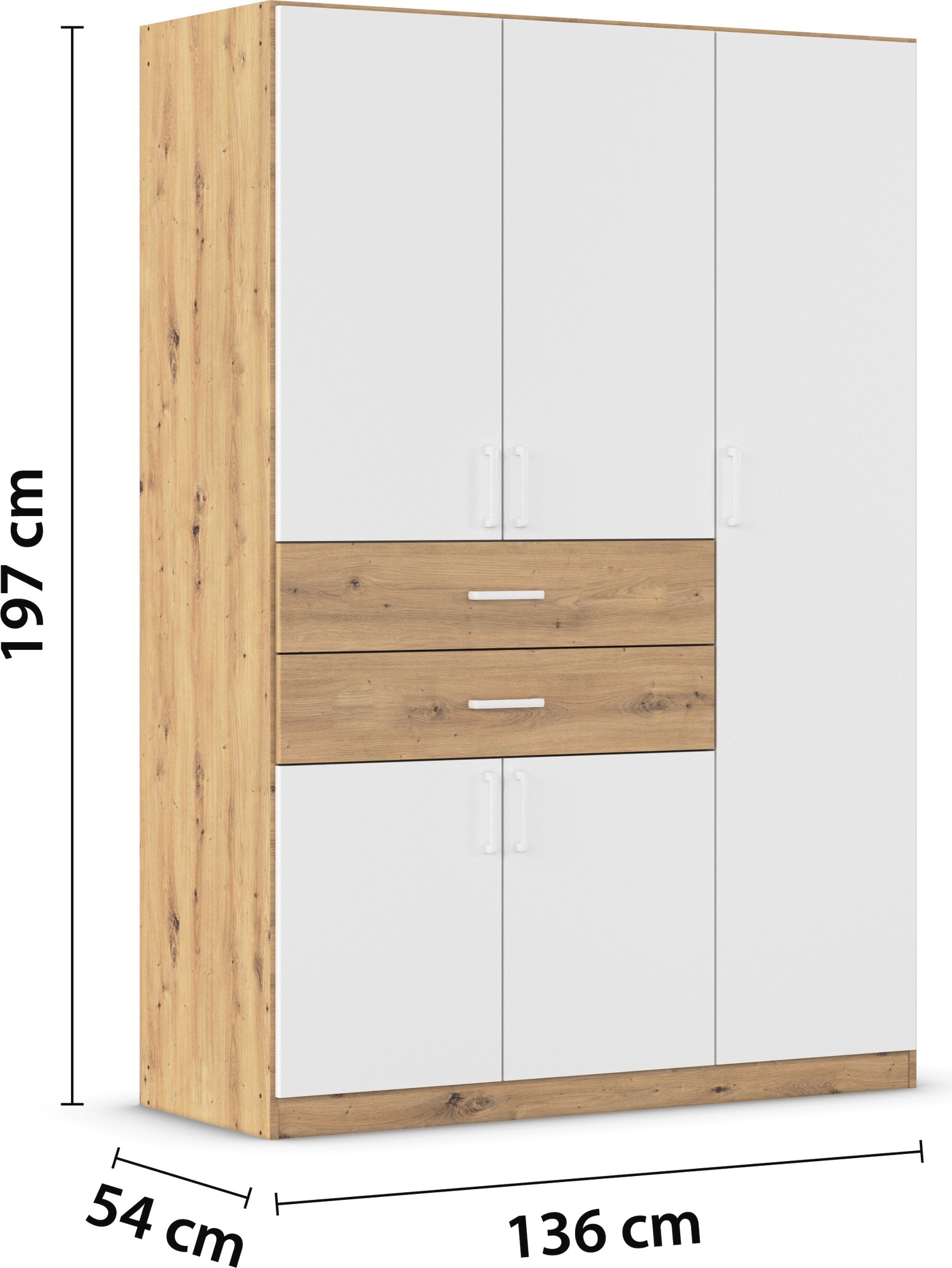rauch Drehtürenschrank »Kleiderschrank Schrank Garderobe MAIKA mit Dekor-Front«, 2 Schubladen, in verschiedenen Breiten, Höhen, Farben, MADE IN GERMANY