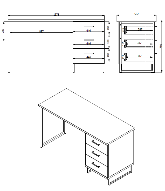 INOSIGN Schreibtisch »Sardinia«, im Industrial Look, Home Office