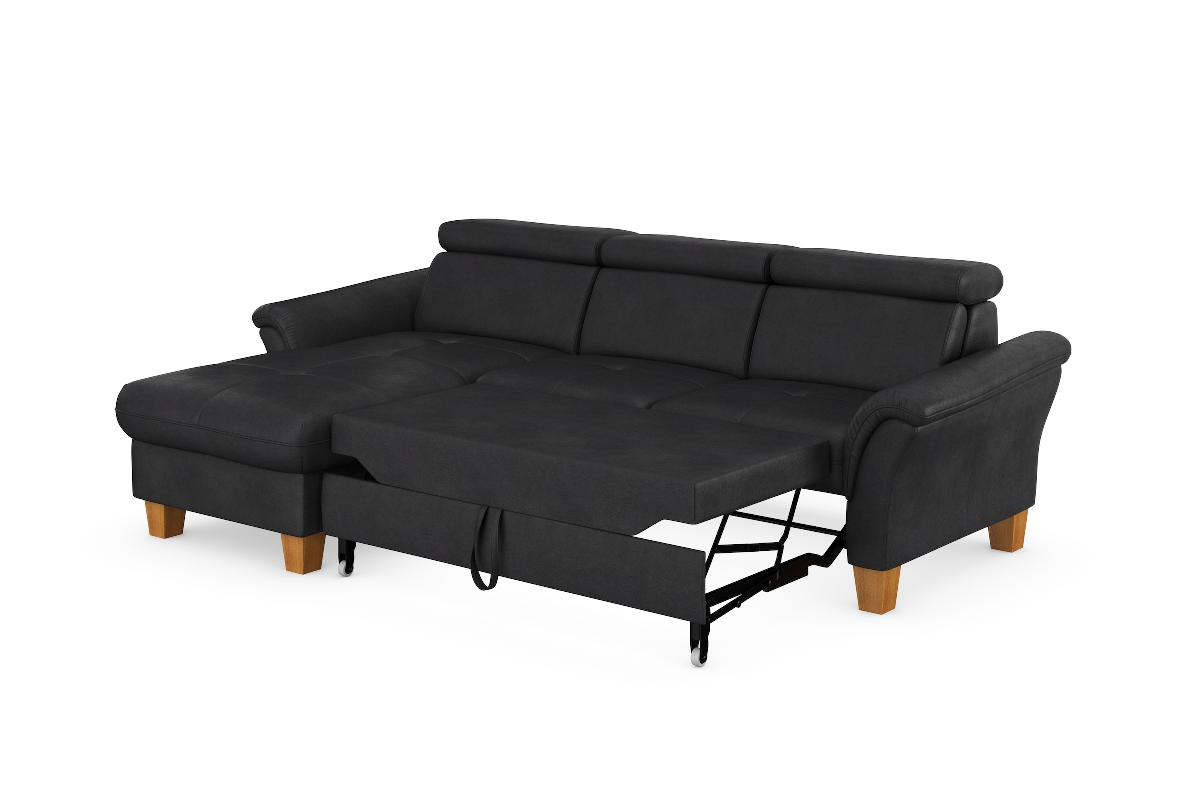 Home affaire Ecksofa »Lindgren L-Form«, wahlweise mit Bett mit klappbaren Rollen, Kasten und Kopfverstellung