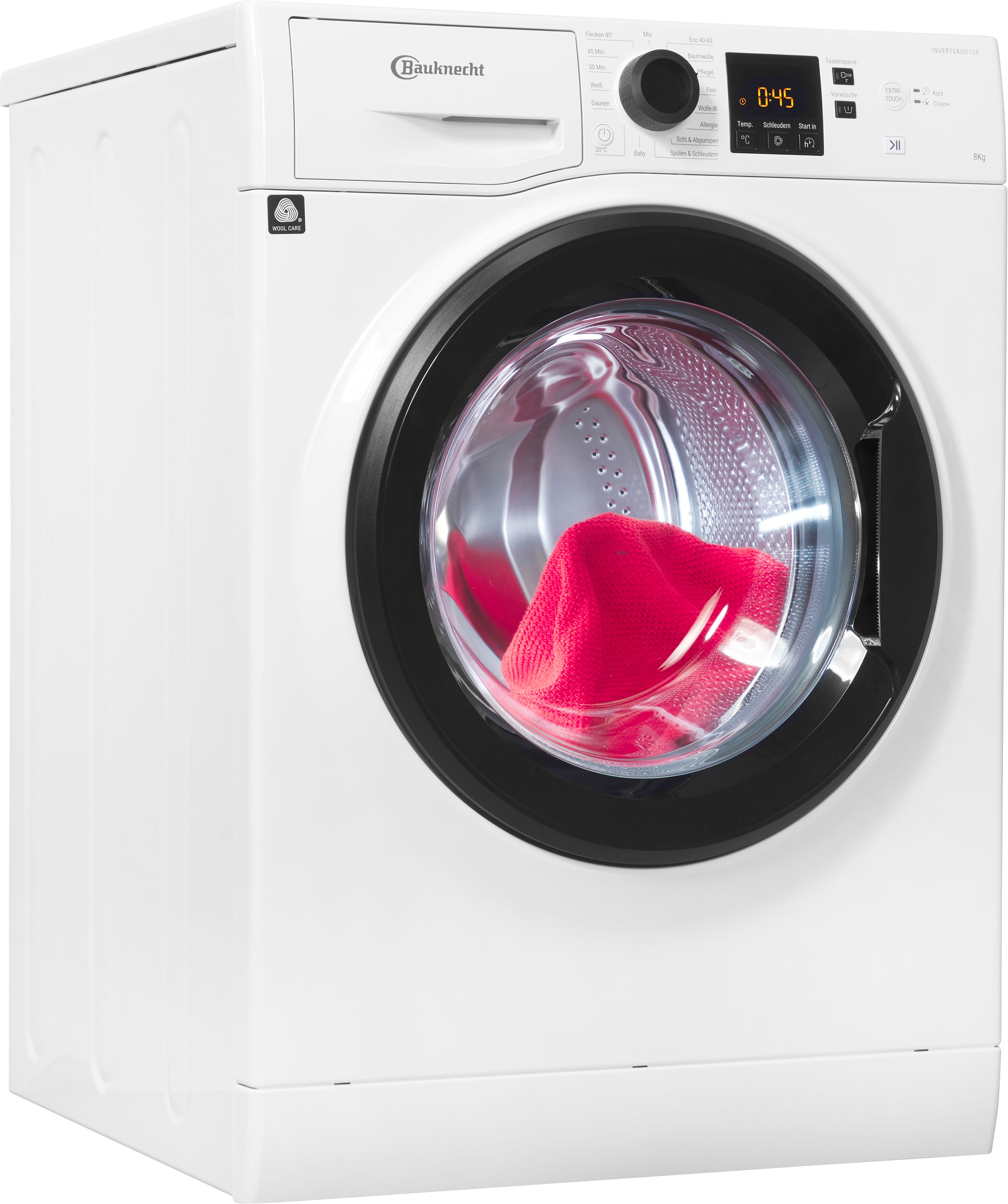 BAUKNECHT Waschmaschine "Super Eco 845 A" 8 kg 1400 U/min Kurz 45‘ – saubere Wäsche bei voller Beladung in nur 45 Minuten