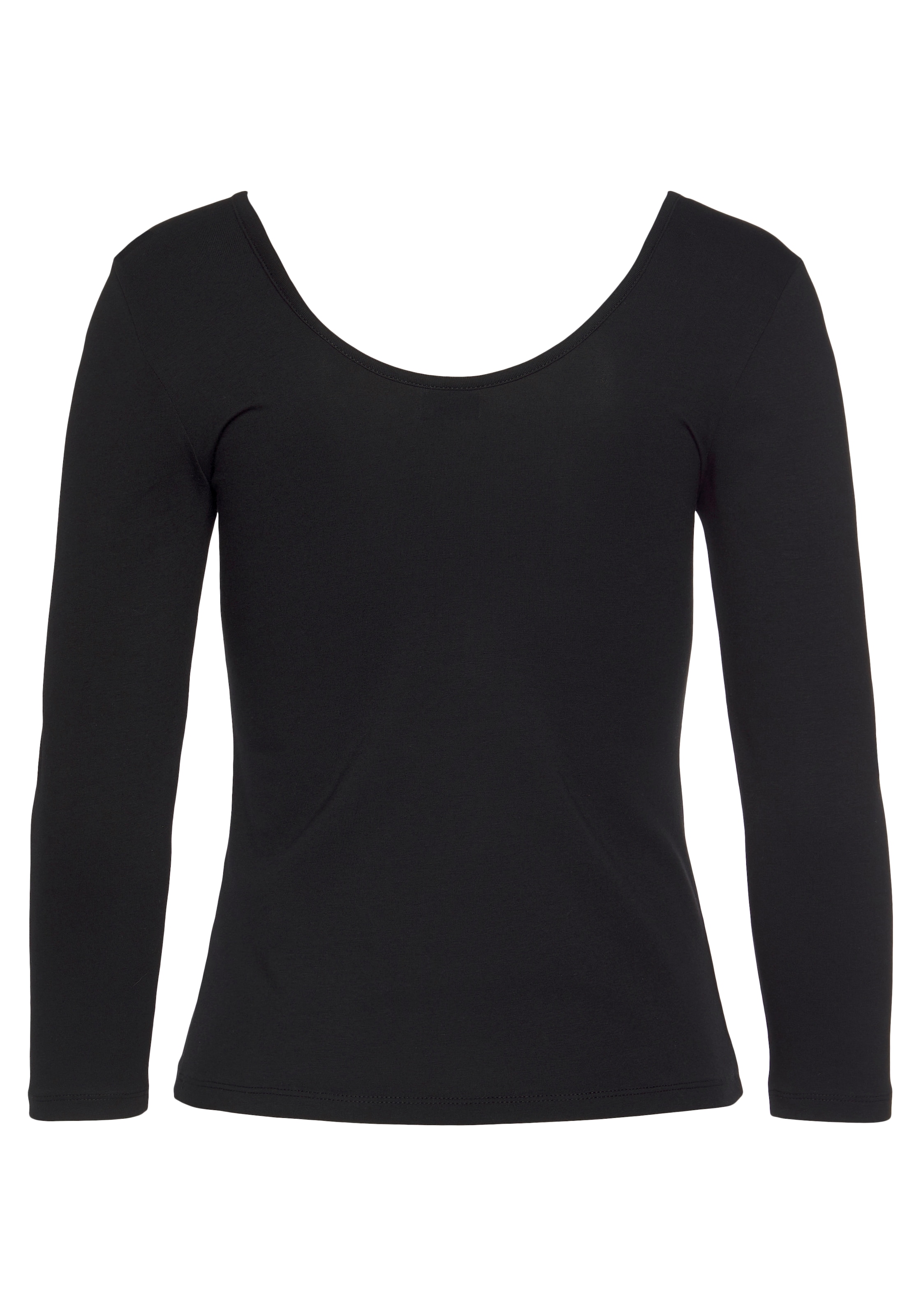 LASCANA Langarmshirt, mit modischem Karree-Ausschnitt, Longsleeve aus Baumwolle, Basic