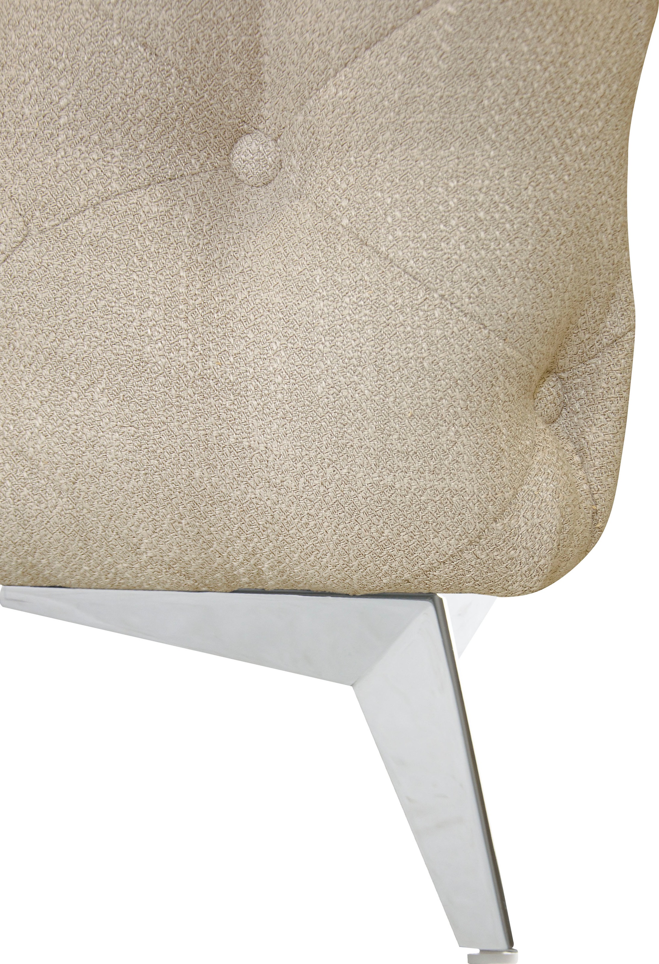 Leonique Chesterfield-Sofa »Ecksofa GLYNIS L-Form mit Wellenunterfederung, Maße B/T/H 323/264/75cm«, aufwändige Knopfheftung, moderne Chesterfield Optik, Fußfarbe wählbar