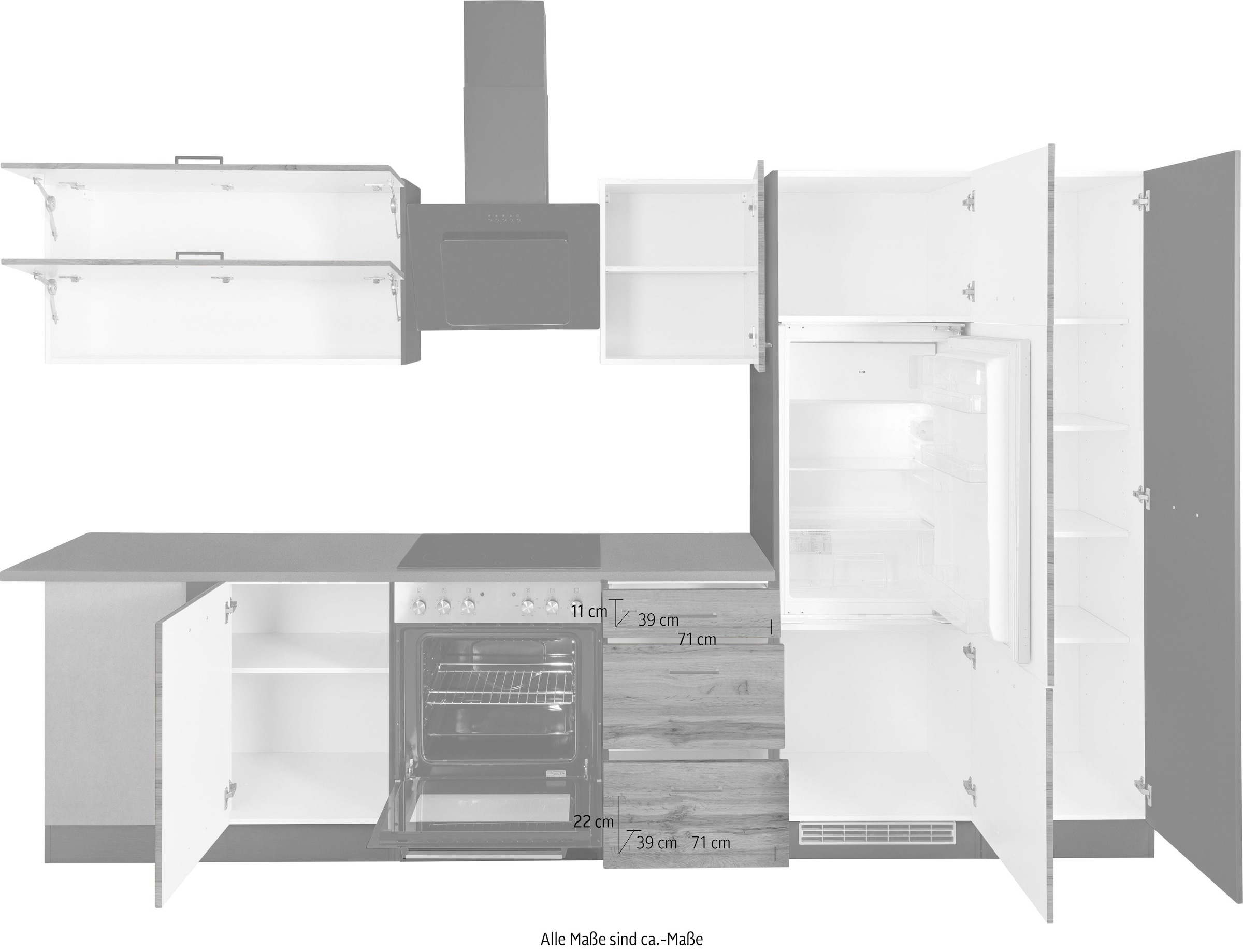 KOCHSTATION Winkelküche »KS-Trier«, ohne E-Geräte, Stellbreite 220/330 cm