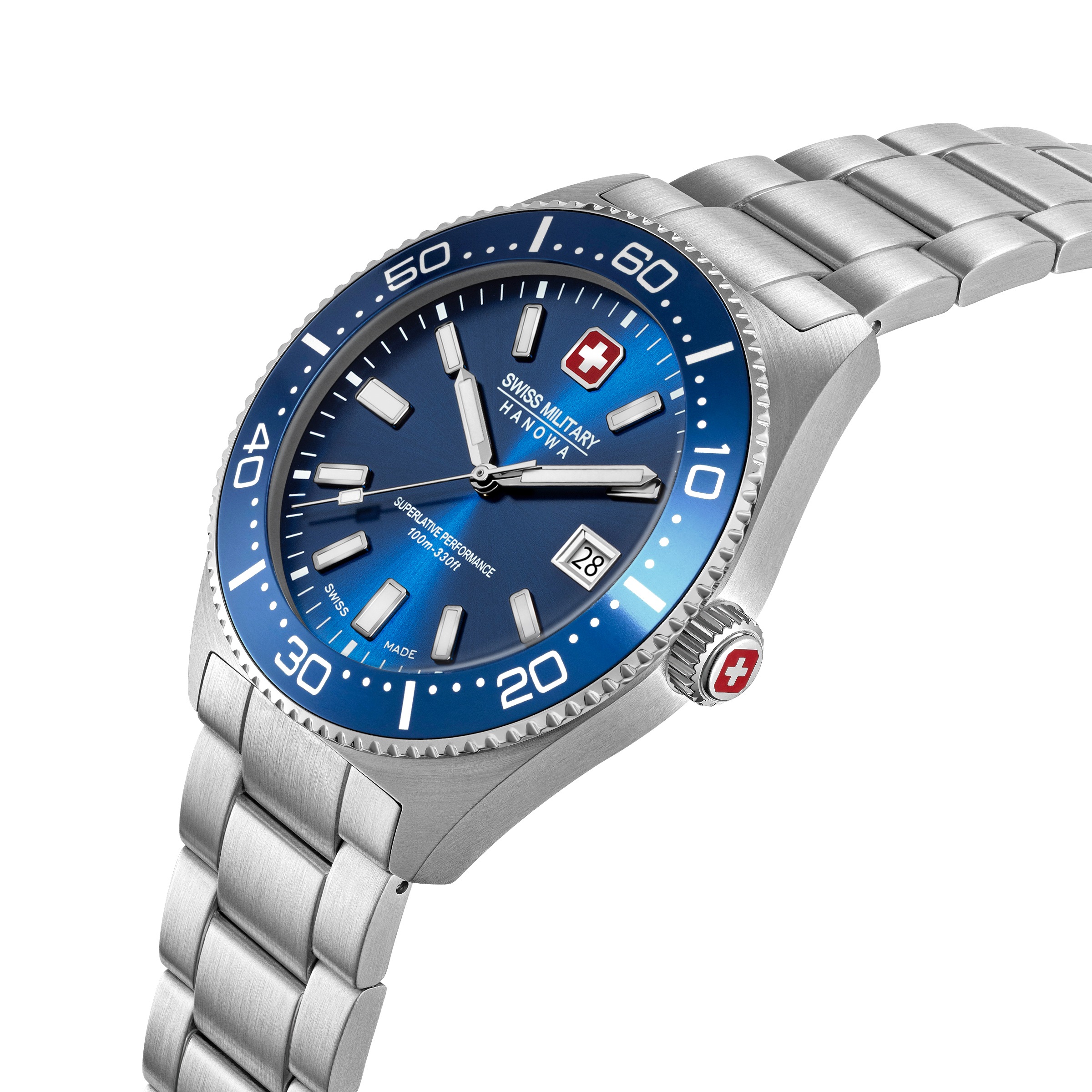Swiss Military Hanowa Quarzuhr »Nomad« Armbanduhr, Herrenuhr, Swiss Made, Edelstahlarmband, analog, Tag