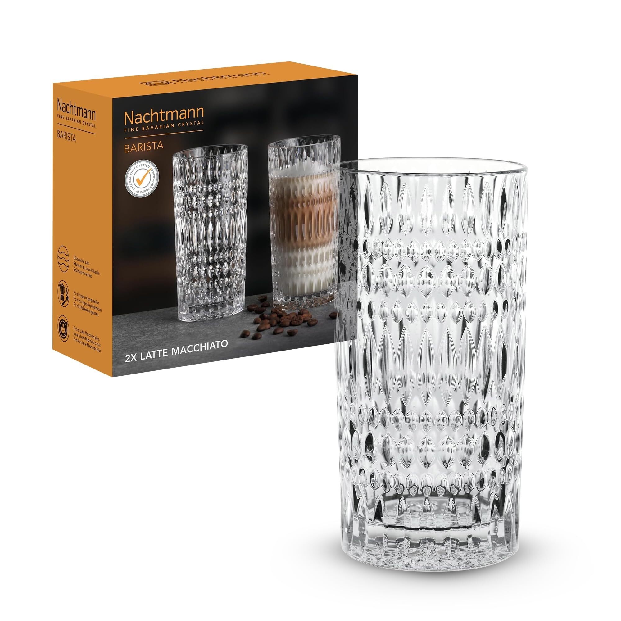Nachtmann Latte-Macchiato-Glas "Latte Macchiato Gläser Ethno Barista 434 ml 2er Set transparent"