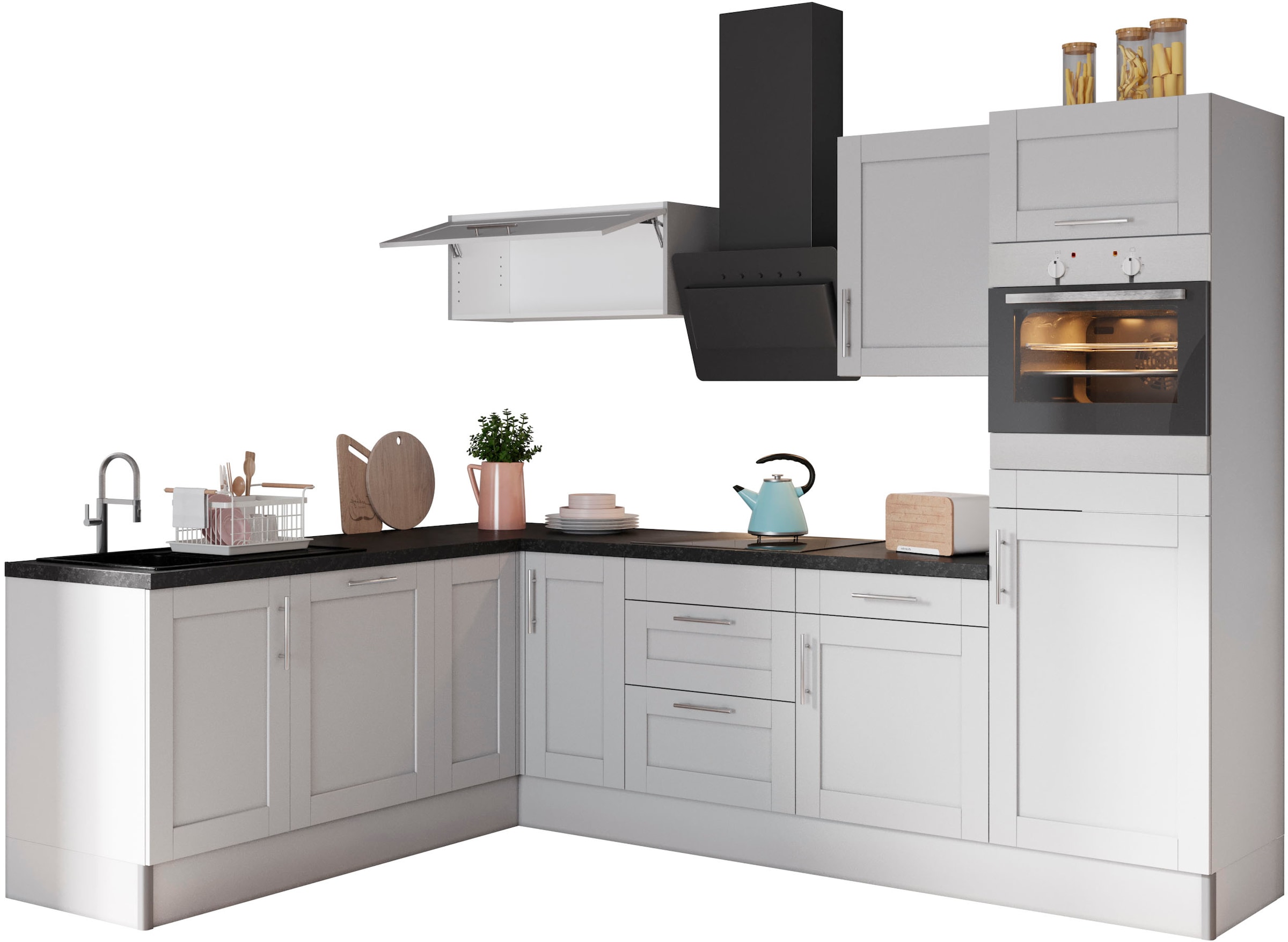 Küche »Ahus«, 200 x 270 cm breit, wahlweise mit E-Geräten, Soft Close Funktion