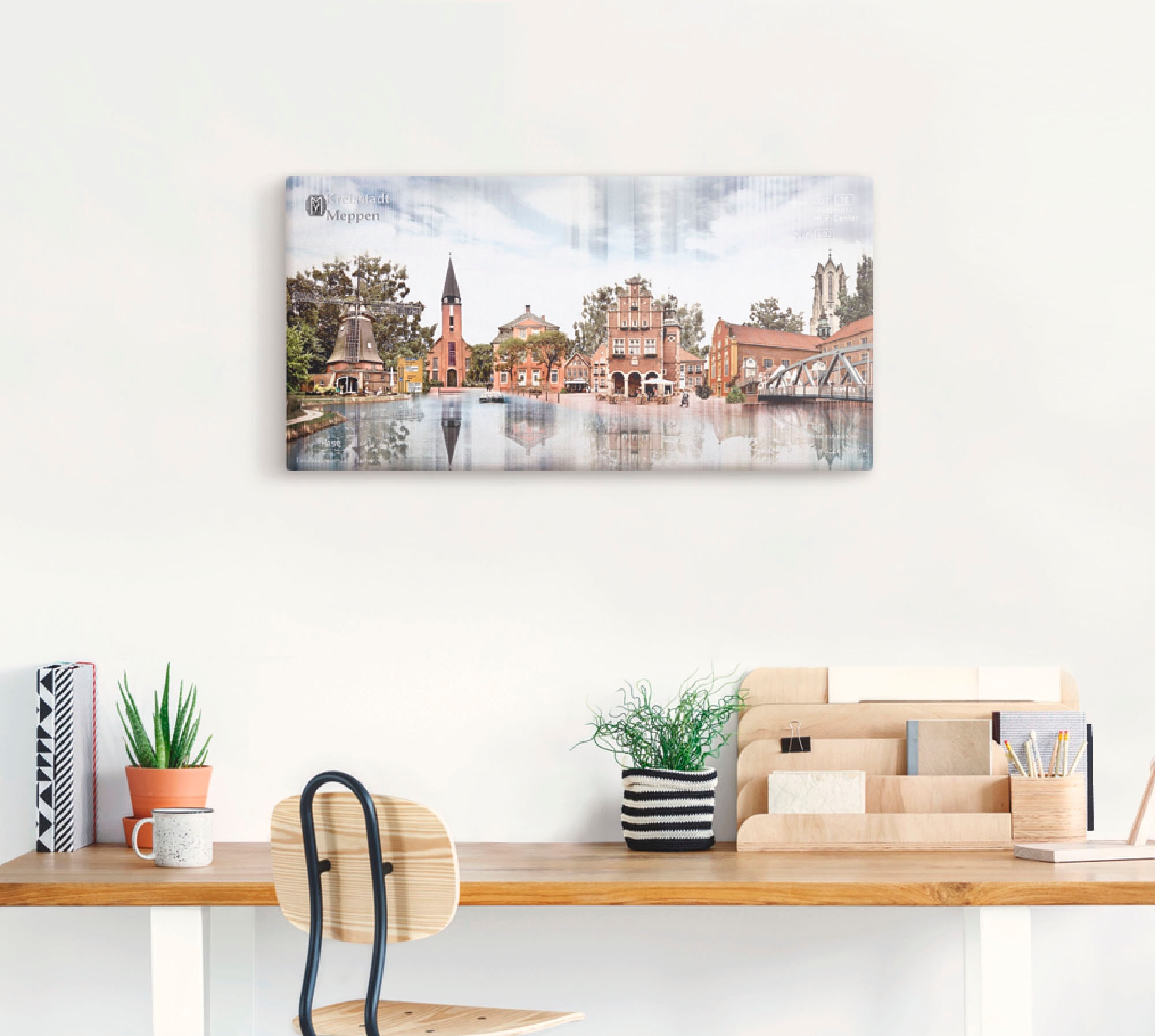 Artland Wandbild »Meppen Skyline Abstrakte Collage«, Deutschland, (1 St.), als Leinwandbild, Wandaufkleber in verschied. Größen