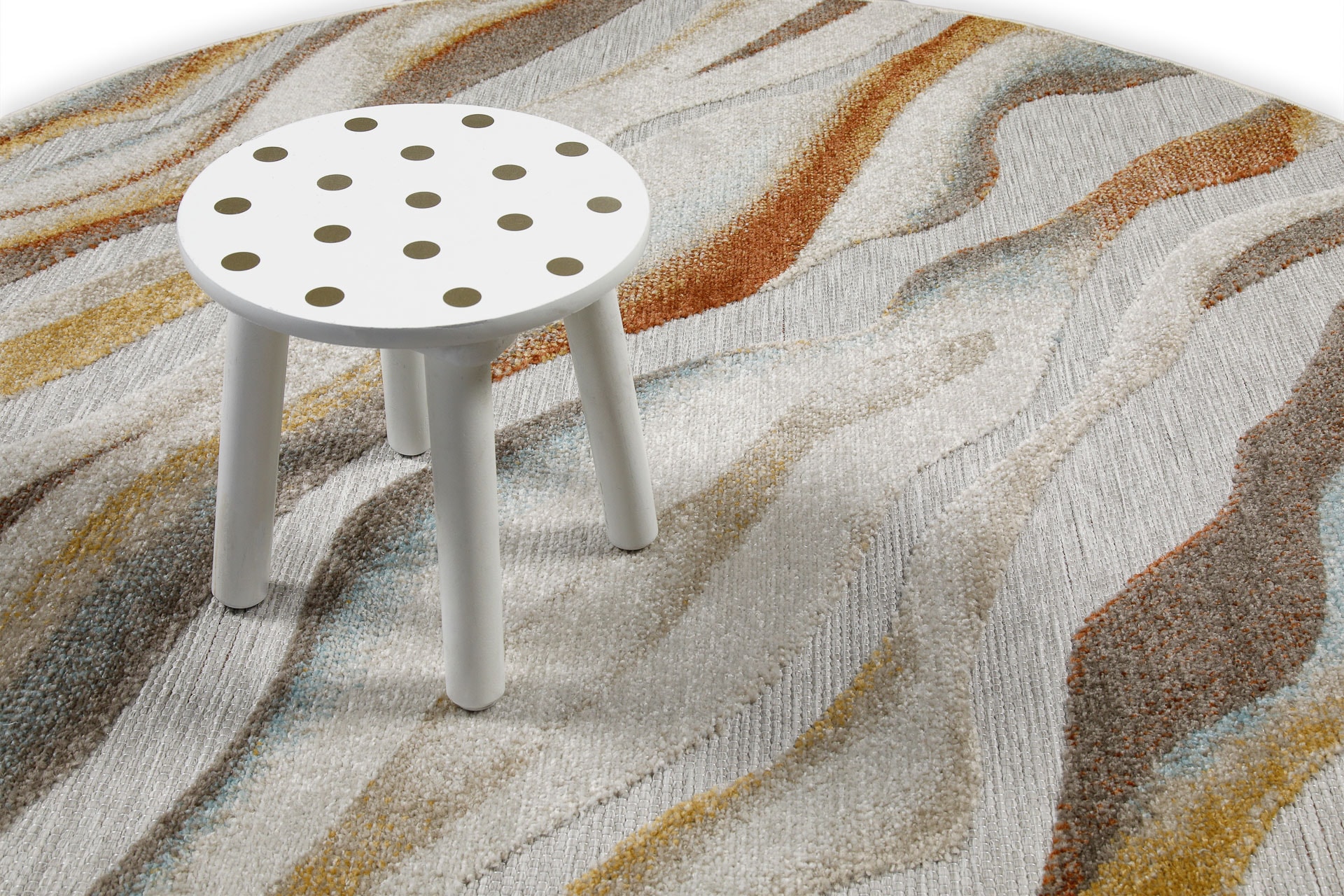 Wecon home Outdoorteppich »Creek«, rund, 5 mm Höhe, für Innen & Außen, strapazierfähig, pflegeleicht, Hoch-Tief Effekt
