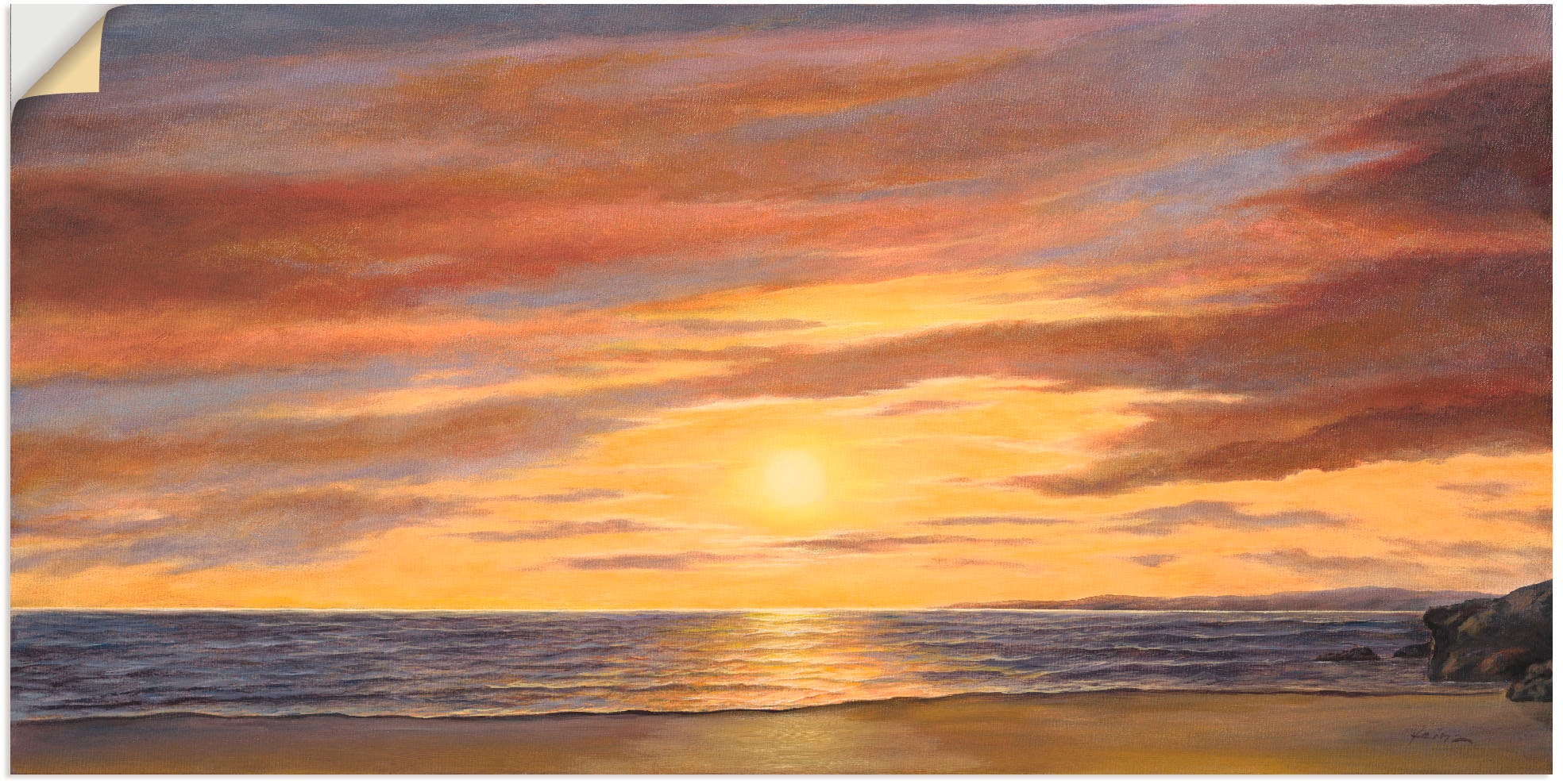 Artland Wandbild »Sonne am oder kaufen Strand, als Größen versch. Alubild, bequem Strand«, Wandaufkleber St.), Poster Leinwandbild, (1 in