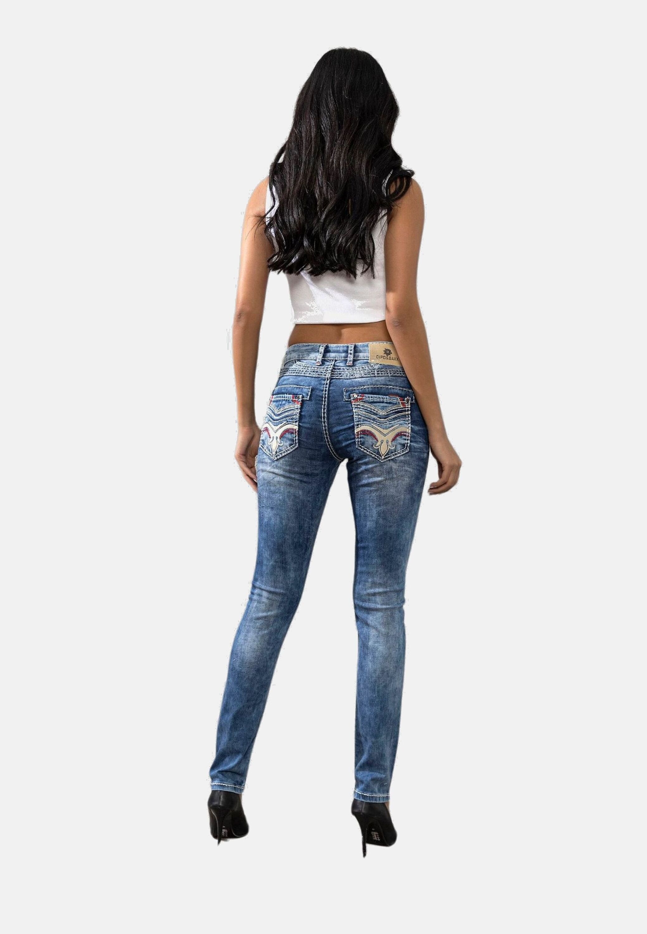 Cipo & Baxx Slim-fit-Jeans »Cipo & Baxx Jeans« mit angesagten Used-Elementen, WD442