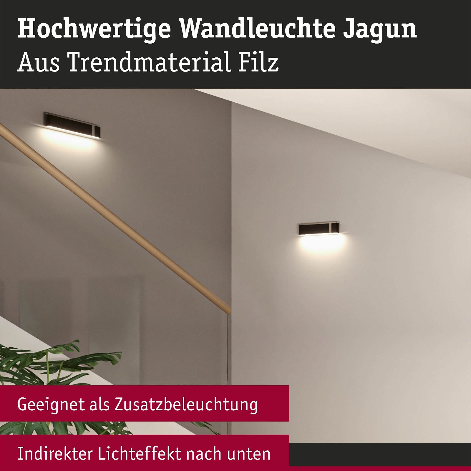 Paulmann LED Wandleuchte »Jagun 2700K 1250lm 230V 18W Anthrazit«, 1 flammig, 3-Step-Dim