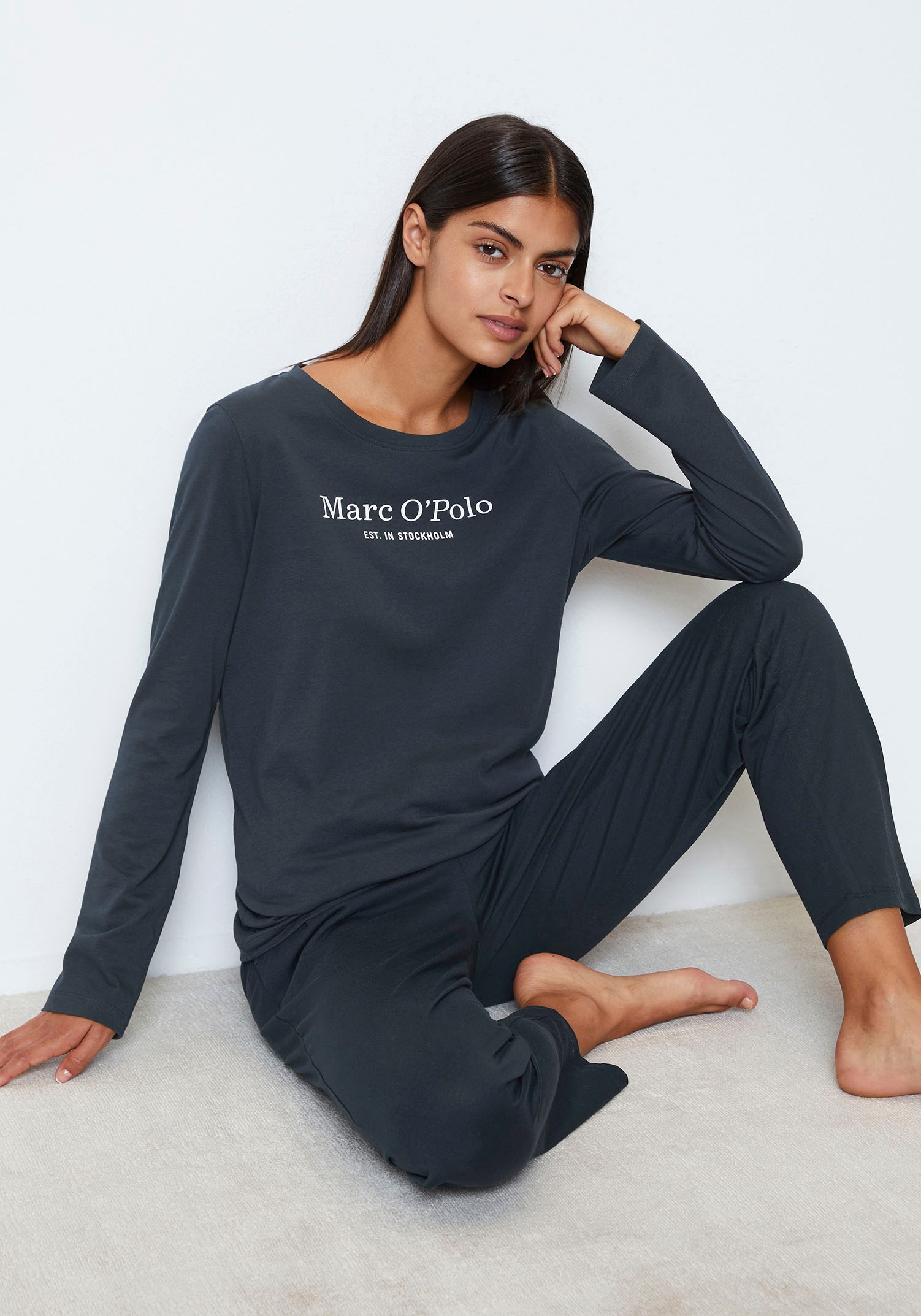 Marc O'Polo Pyjamaoberteil »Mix & Match Cotton«, mit Brustprint in Kontrastfarbe