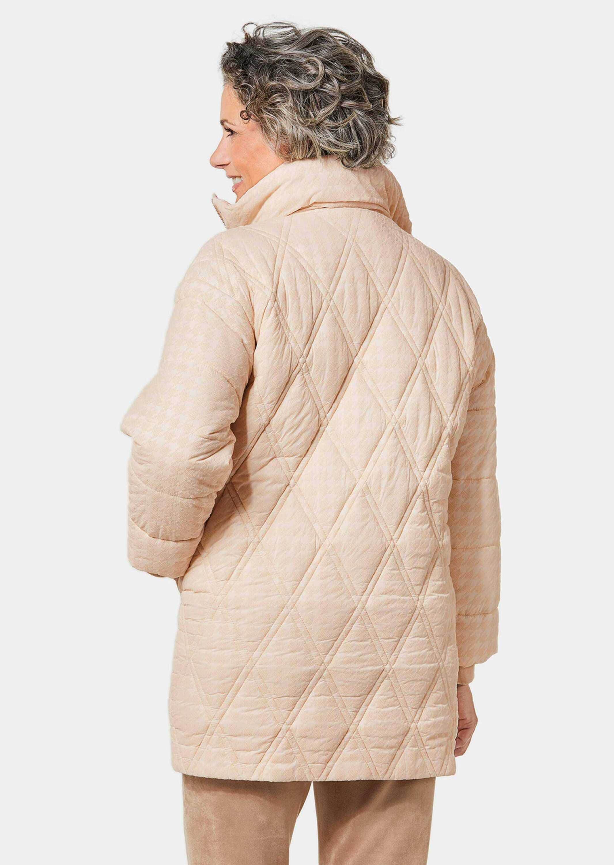 GOLDNER Steppjacke »Kurzgröße Steppjacke mit hübschem Flock-Druck«
