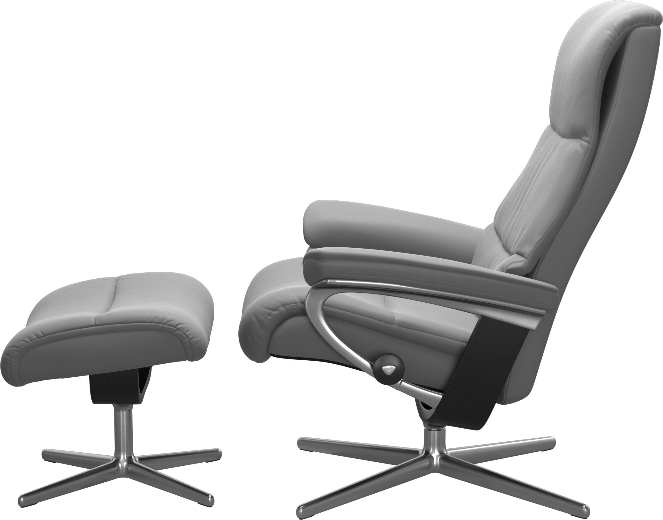 Stressless® Relaxsessel »View«, (Set, Relaxsessel mit Hocker), mit Hocker, mit Cross Base, Größe S, M & L, Holzakzent Schwarz