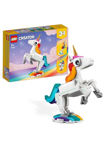 Konstruktionsspielsteine »Magisches Einhorn (31140), LEGO® Creator 3in1«, (145 St.)