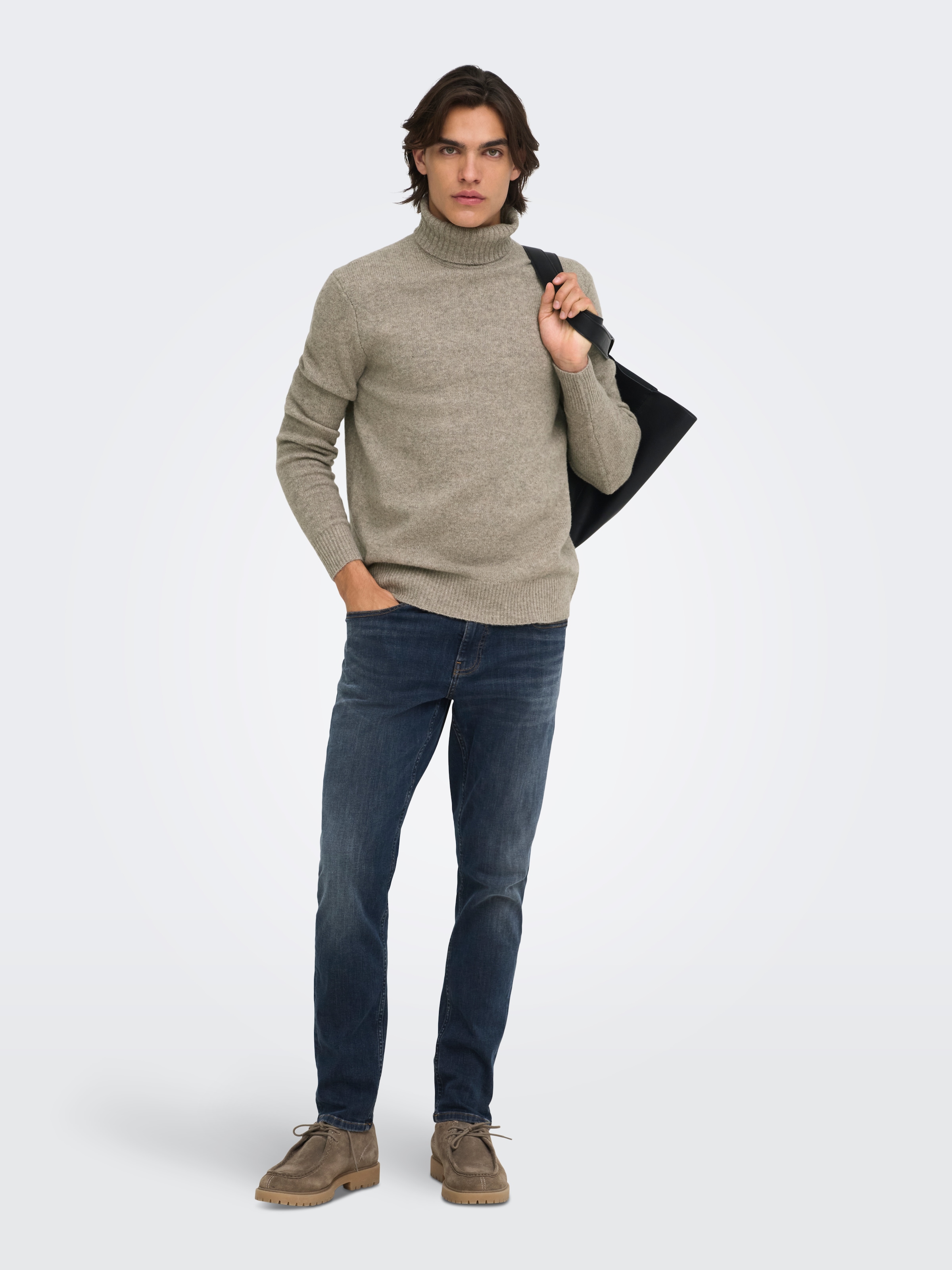 ONLY & SONS Rollkragenpullover »ONSRAY REG LS ROLL KNIT FRML« Materialmix, regular fit