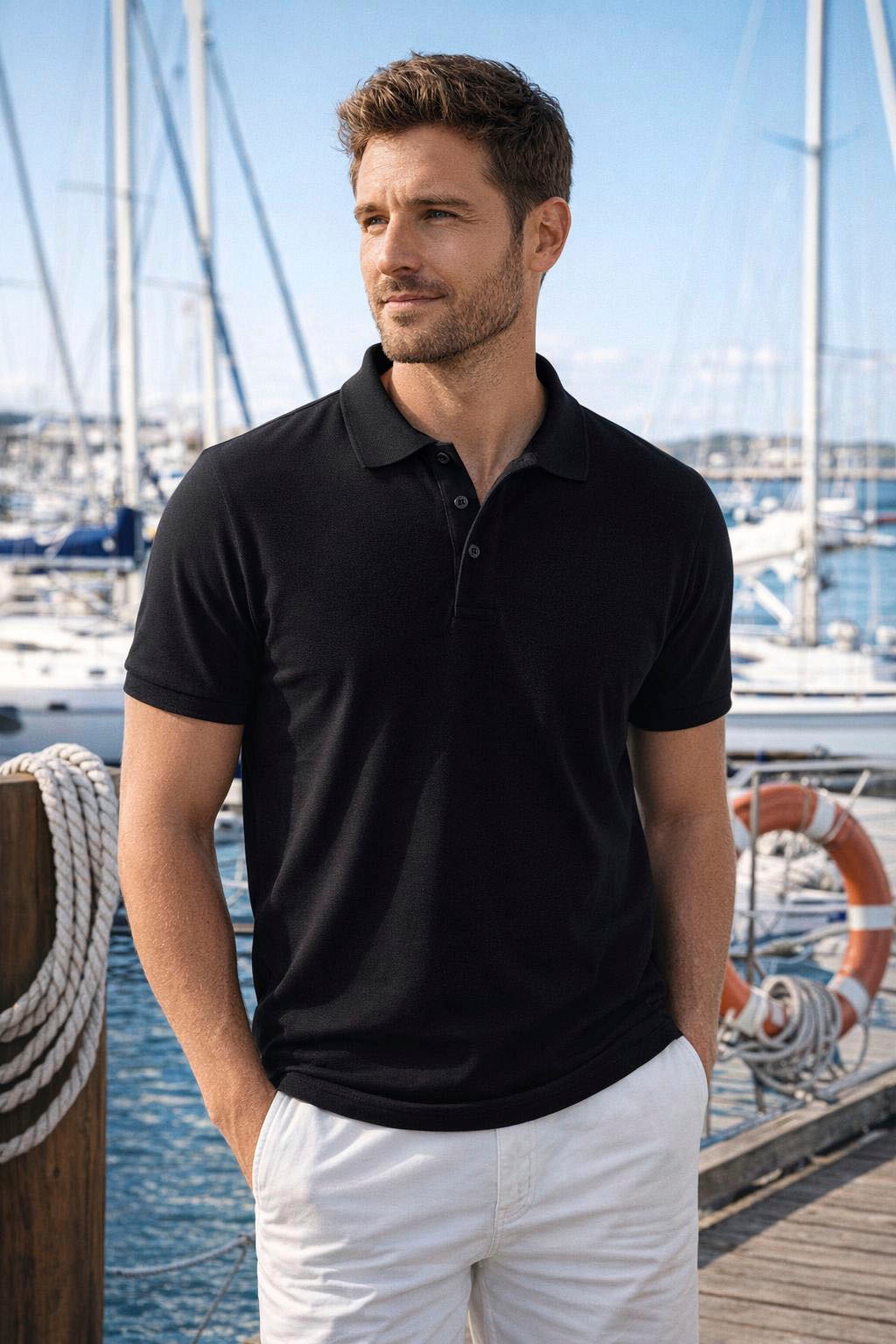 Man's World Poloshirt Kurzarm,  lockere Passform,  unifarben