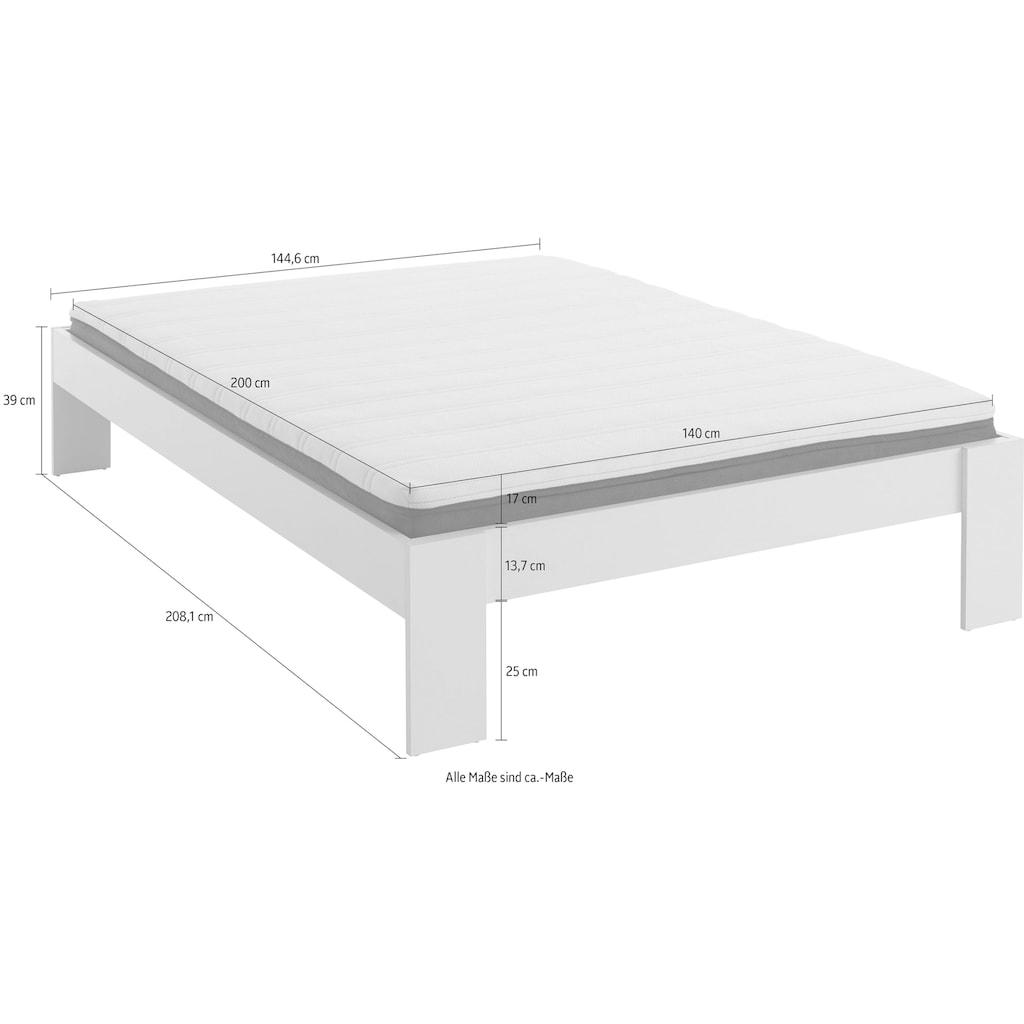 Relita Futonbett »Lian«, LF 140 x 200 cm, frei im Raum stellbar