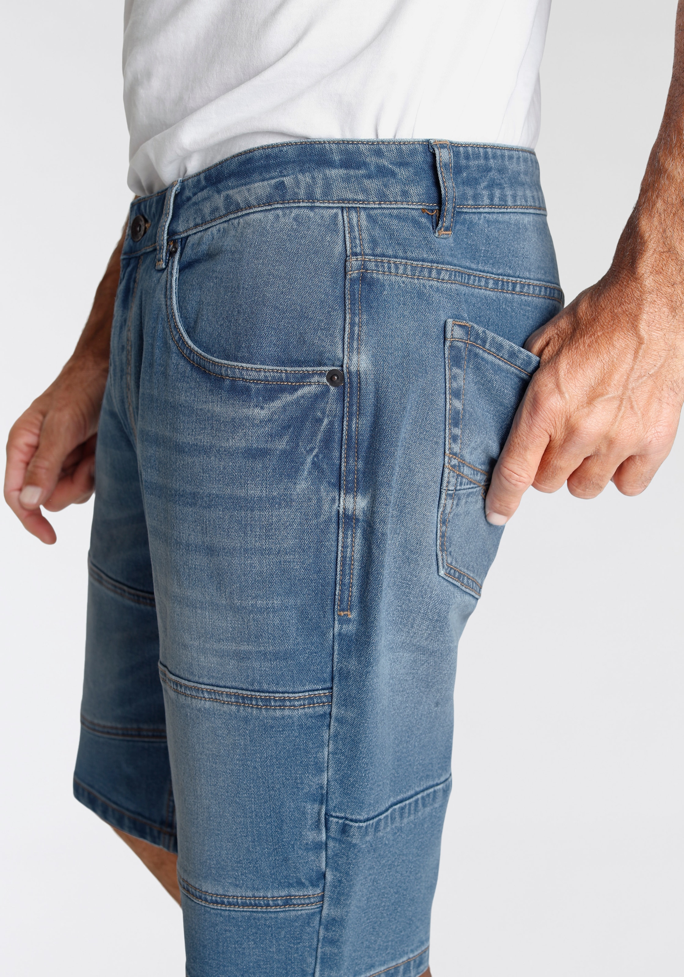 H.I.S Jeansbermudas, entspannte Passform, gerader Beinschnitt, modische Washed-Optik