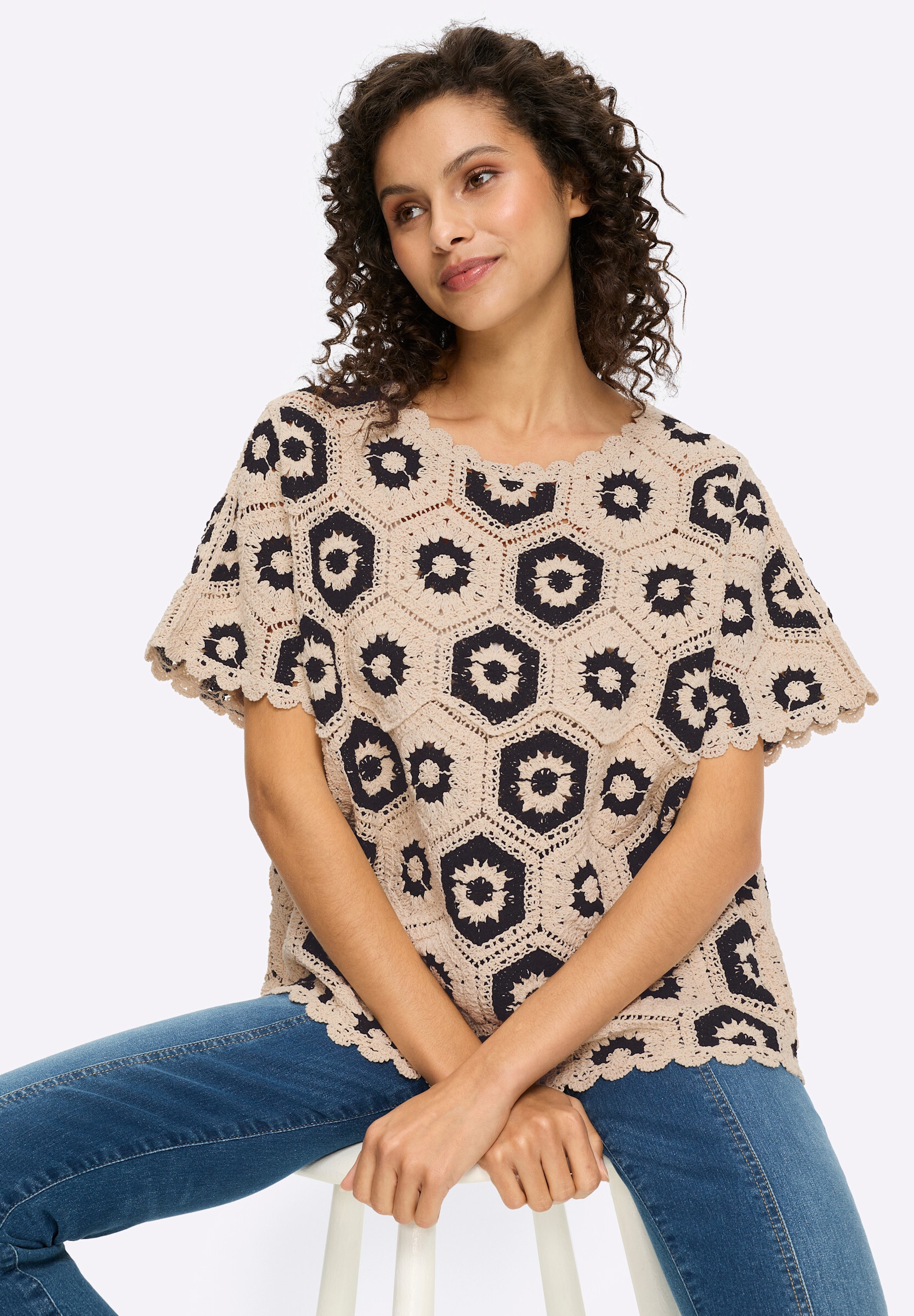 heine Strickpullover »Pullover Pullover aus Crochet-Spitze«