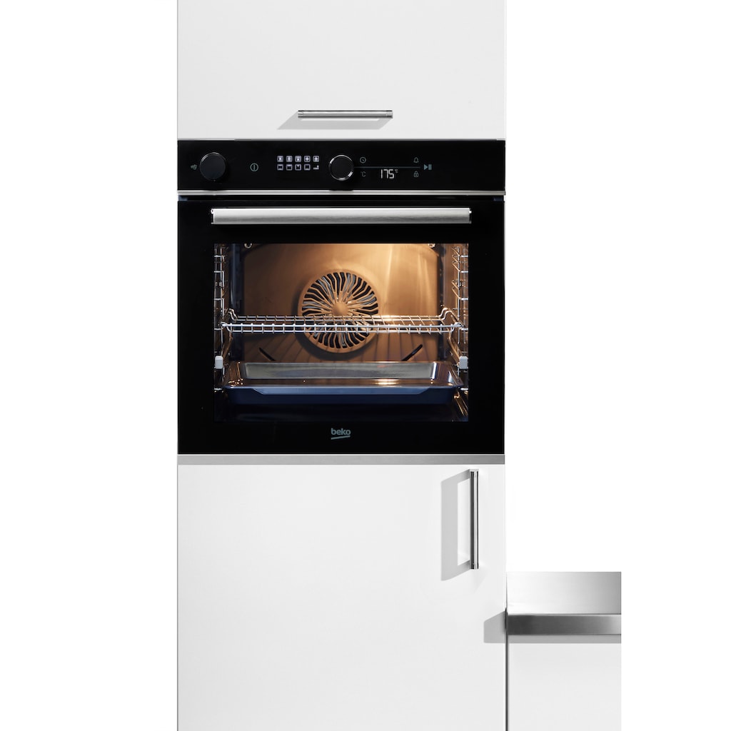 BEKO Einbaubackofen »BBIS13400XMSE«, BBIS13400XMSE, mit 1-fach-Teleskopauszug, SteamShine