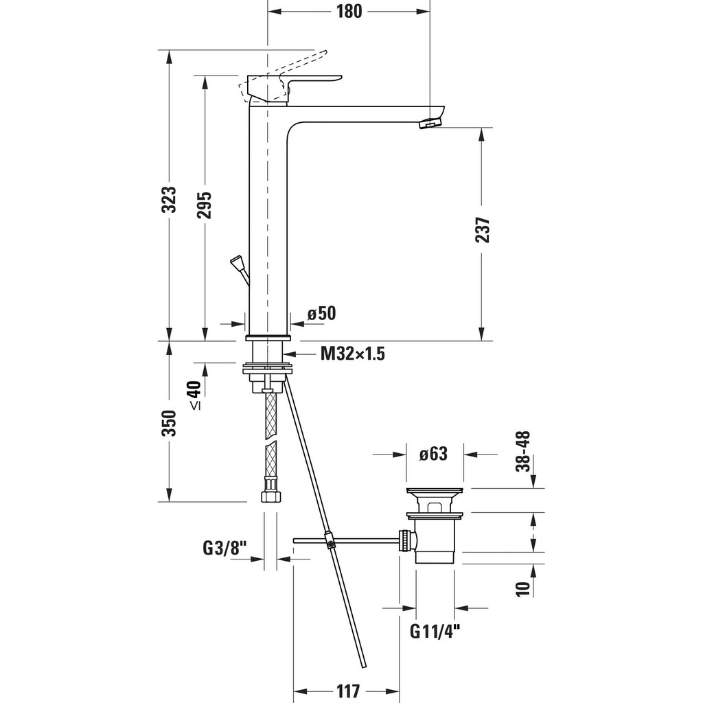 Duravit Waschtischarmatur »A.1 Waschtischmischer, Größe XL, mit Zugstangen-Ablaufgarnitur«