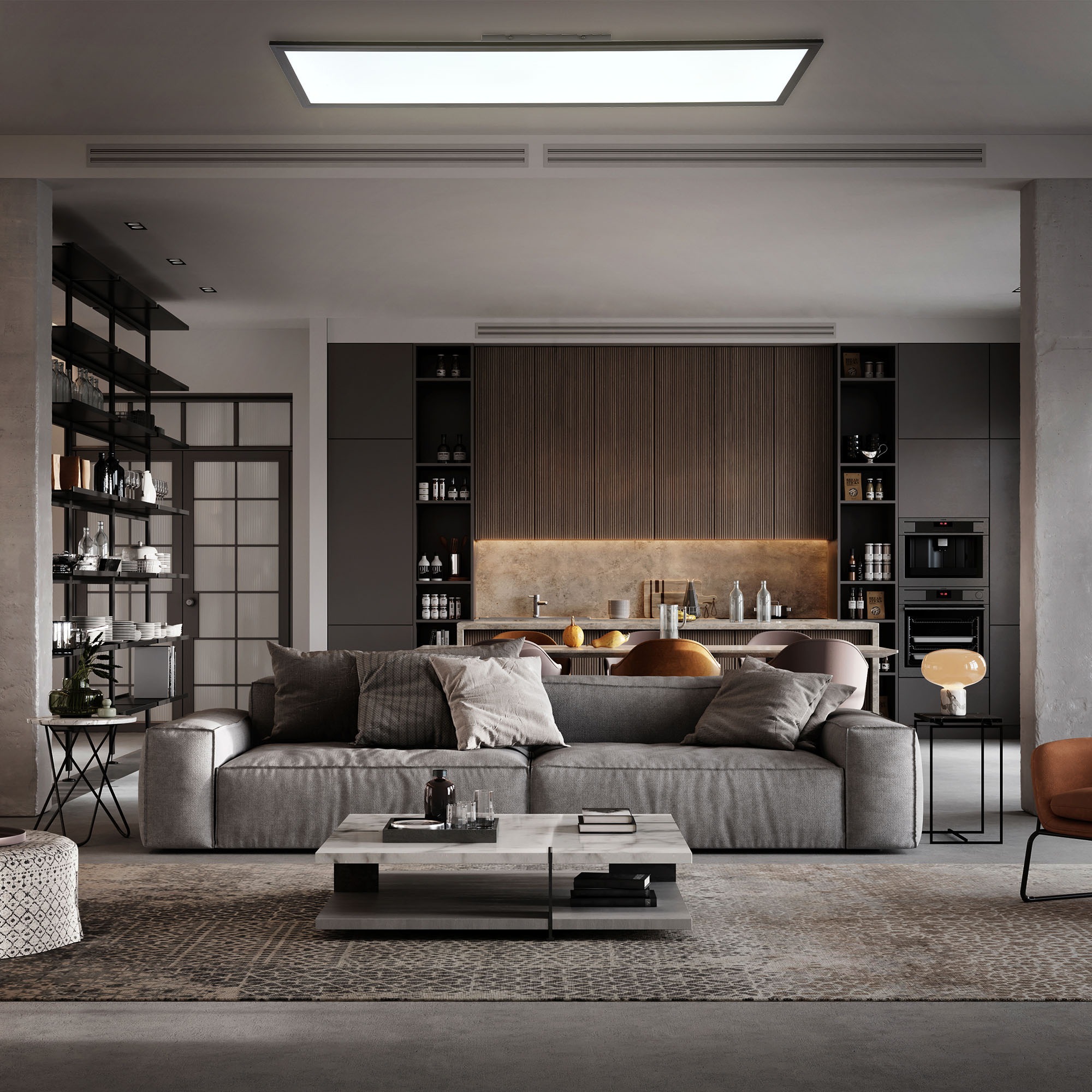 B.K.Licht LED Deckenleuchte »BK_DP1497 LED Panel Deckenlampe, 1 Meter, 4.000K Neutralweißes Licht«, 1 flammig, Leuchtmittel LED-Modul | LED fest integriert, 22 Watt, 2.200Lm, Schwarz, 100x25x6,5 cm