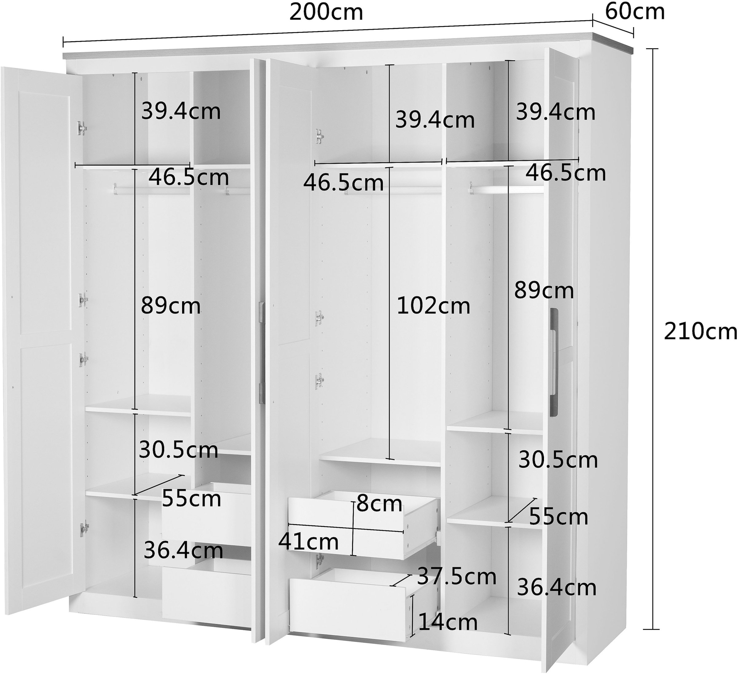 OTTO home Kleiderschrank »Büsum Schlafzimmer Schrank« stabile robuste Bauweise mit optimaler Aufteilung,  Schlafzimmerschrank Landhaus Design Garderobe Schrank Bestseller