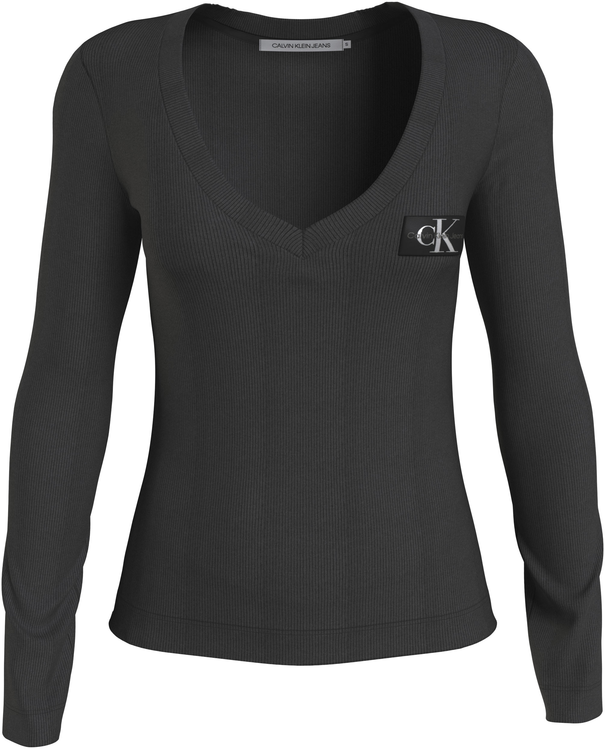 Langarmshirt »WOVEN LABEL V-NECK LONG SLEEVE«