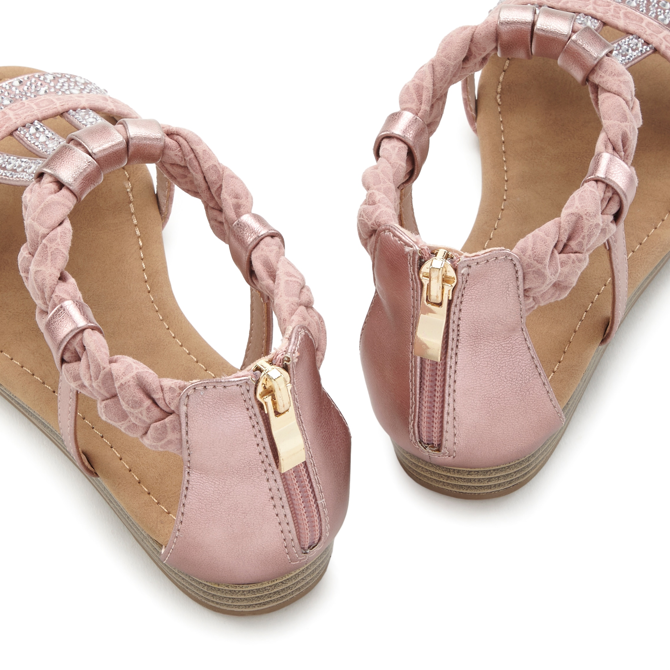 LASCANA Sandale »Sommerschuh, Sandalette«, mit Glitzersteinen und kleinem Keilabsatz im Festival-Look VEGAN