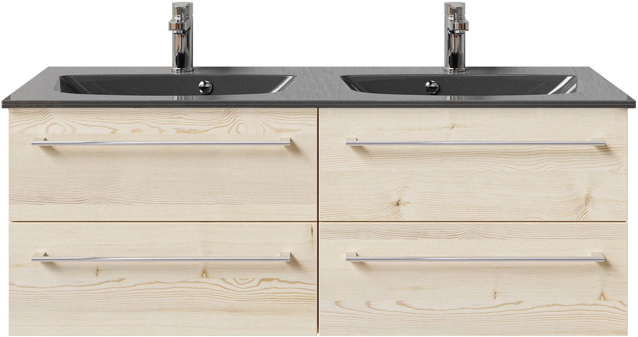 Saphir Waschtisch »Serie 6025 Mineralmarmor-Waschtisch mit Unterschrank, 132 cm breit«, Doppel-Waschplatz mit 4 Schubladen, hängend, verschiedene Ausführungen