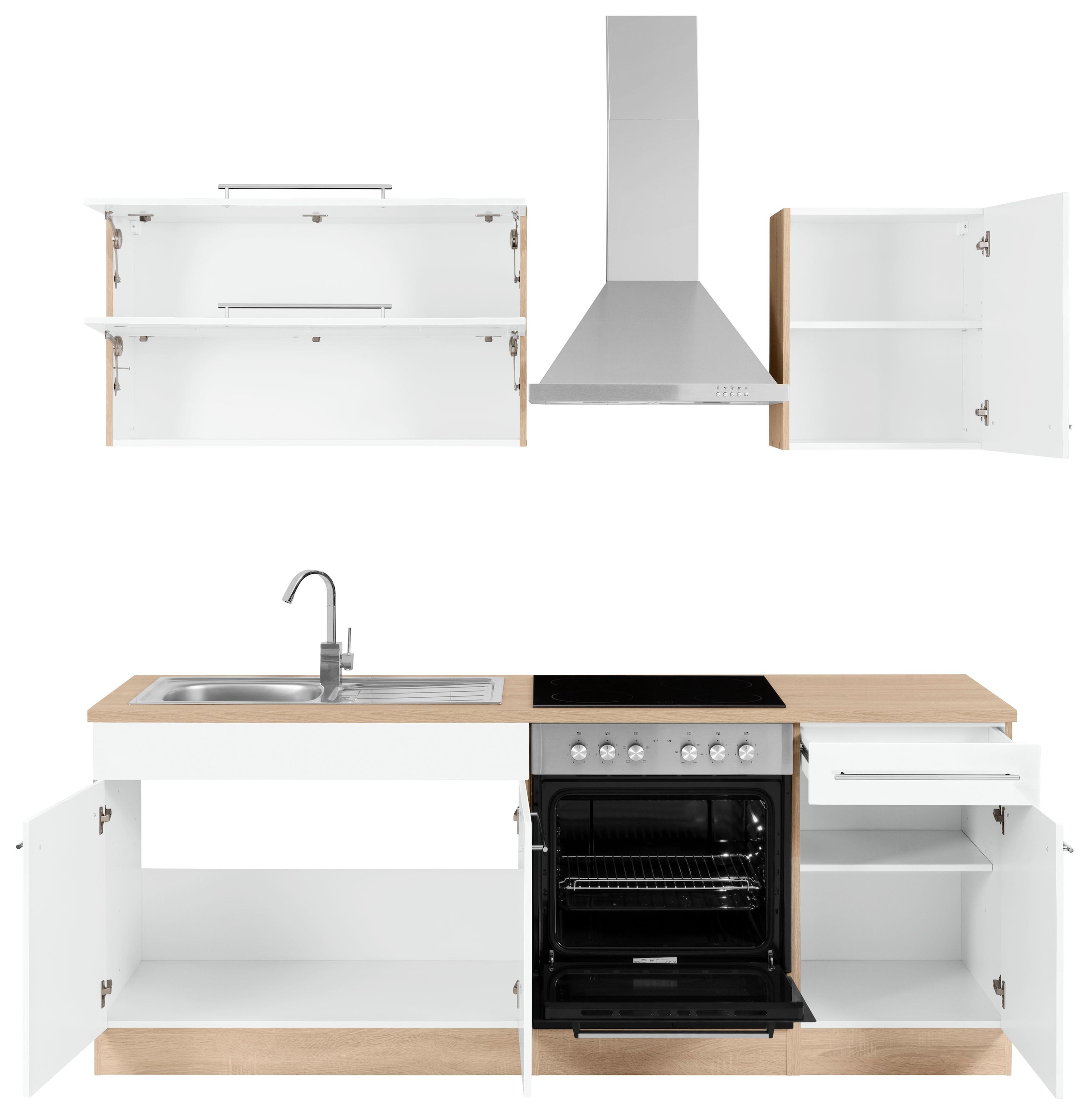 KOCHSTATION Küchenzeile »KS-Eton« mit E-Geräten, Breite 210 cm