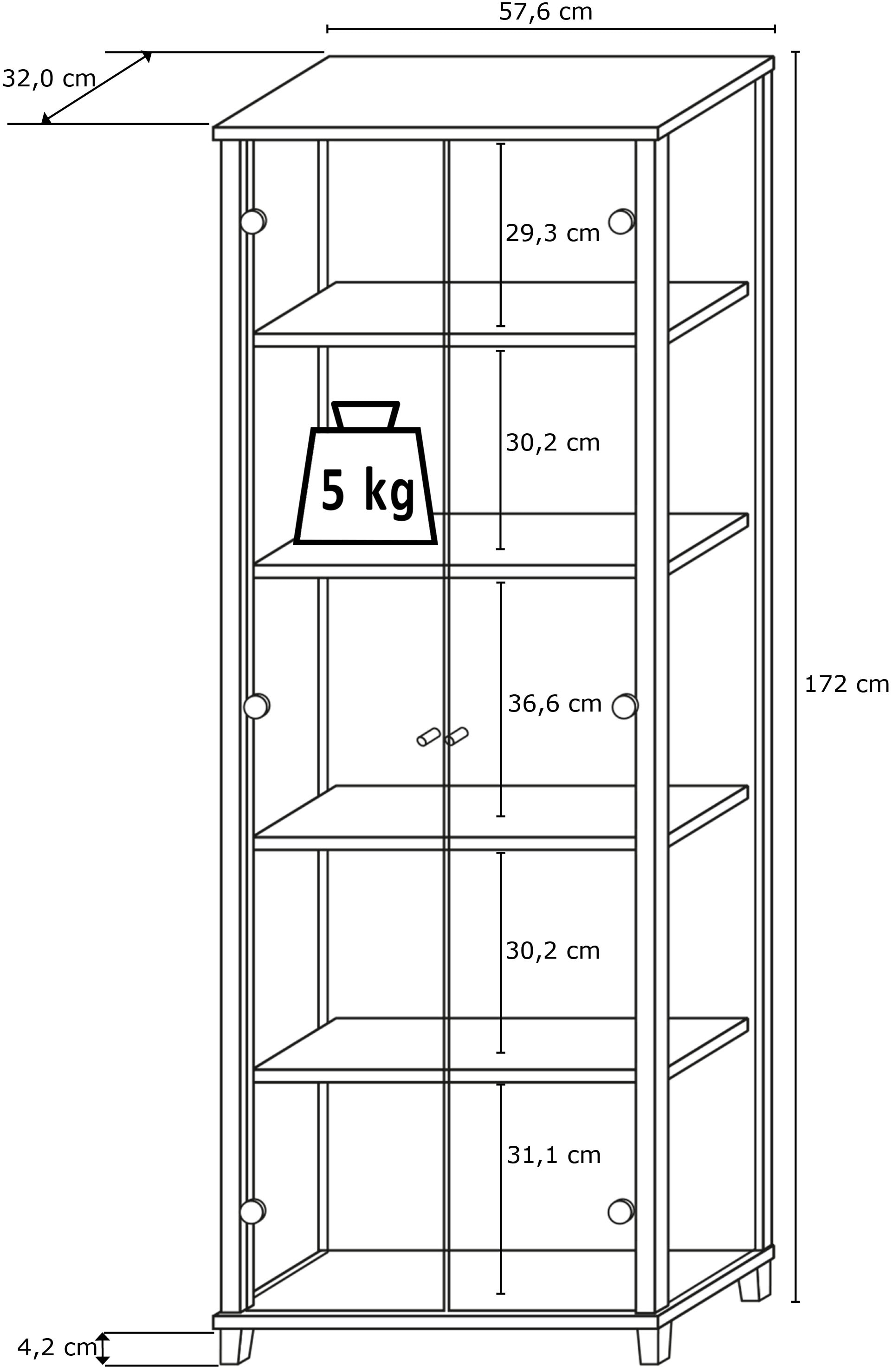 fif möbel Vitrine »OPTIMA« Standvitrine, Vitrinenschrank, Glasvitrine, Sammlervitrine