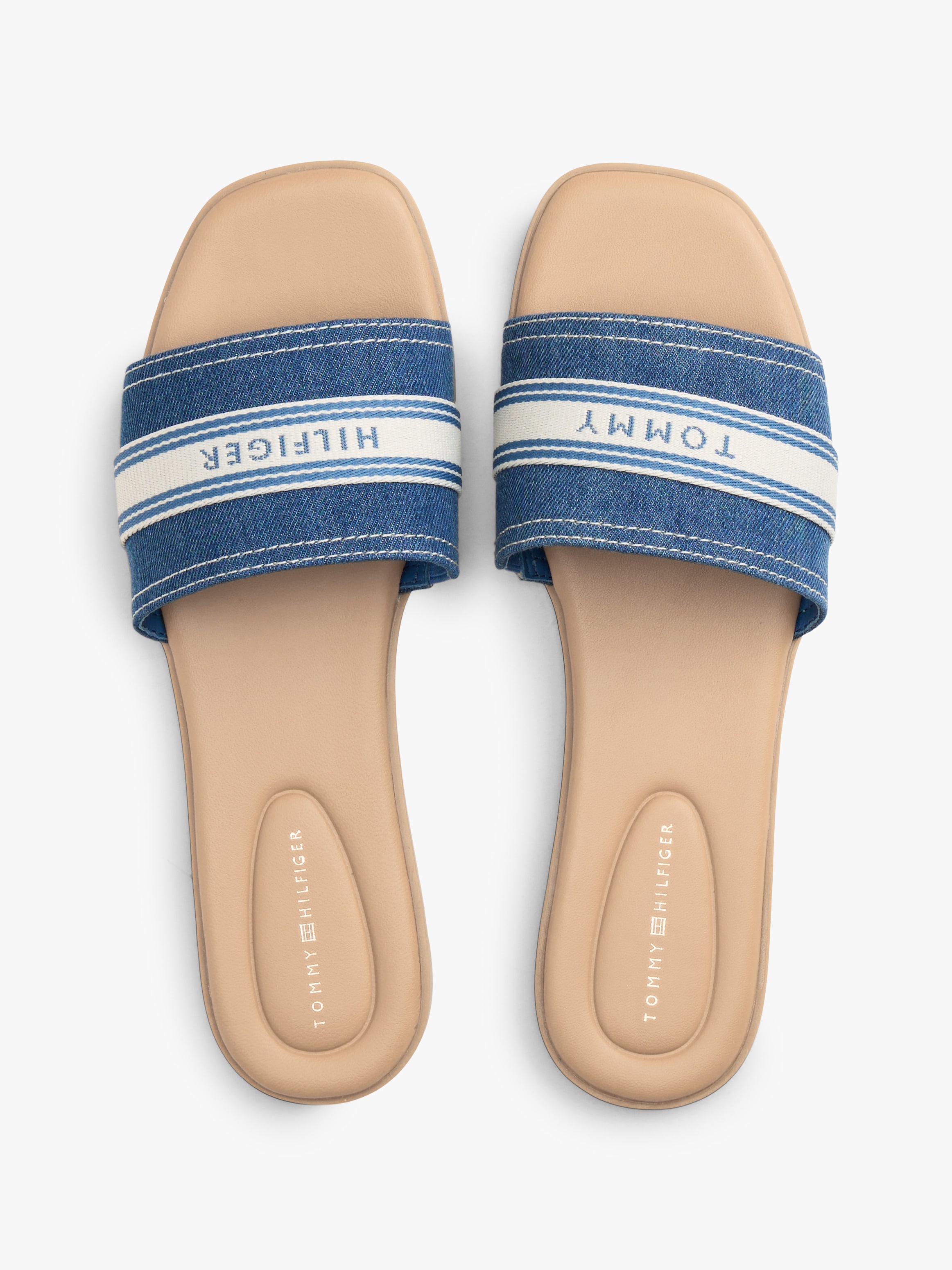 Tommy Hilfiger Pantolette »FLAT MULE WEBBING«  Sommerschuh, Flats mit modischem Kontrastbesatz