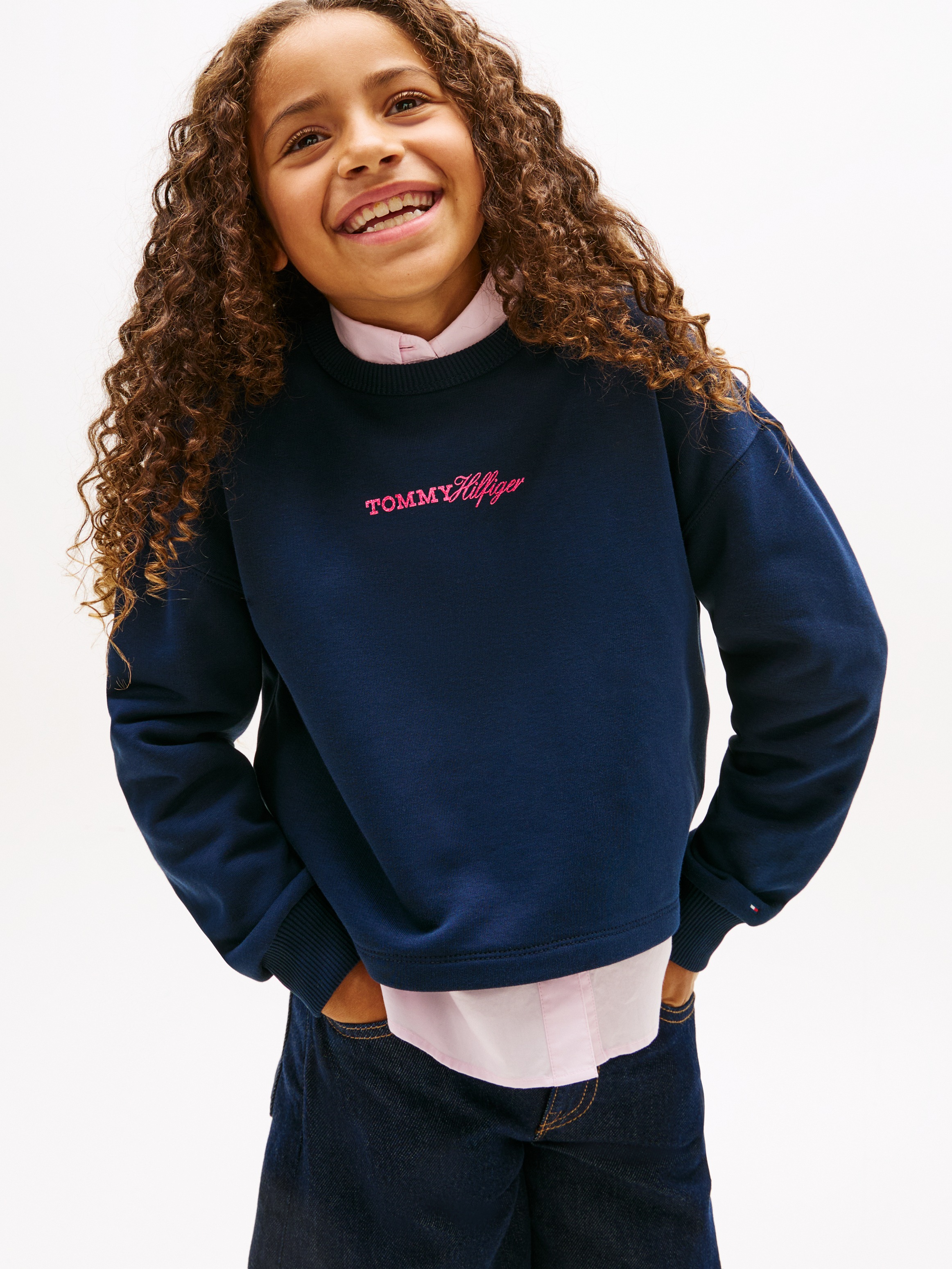 Tommy Hilfiger Sweatshirt »GLITTER TOMMY CREW«, Kinder bis 16 Jahre, regular fit
