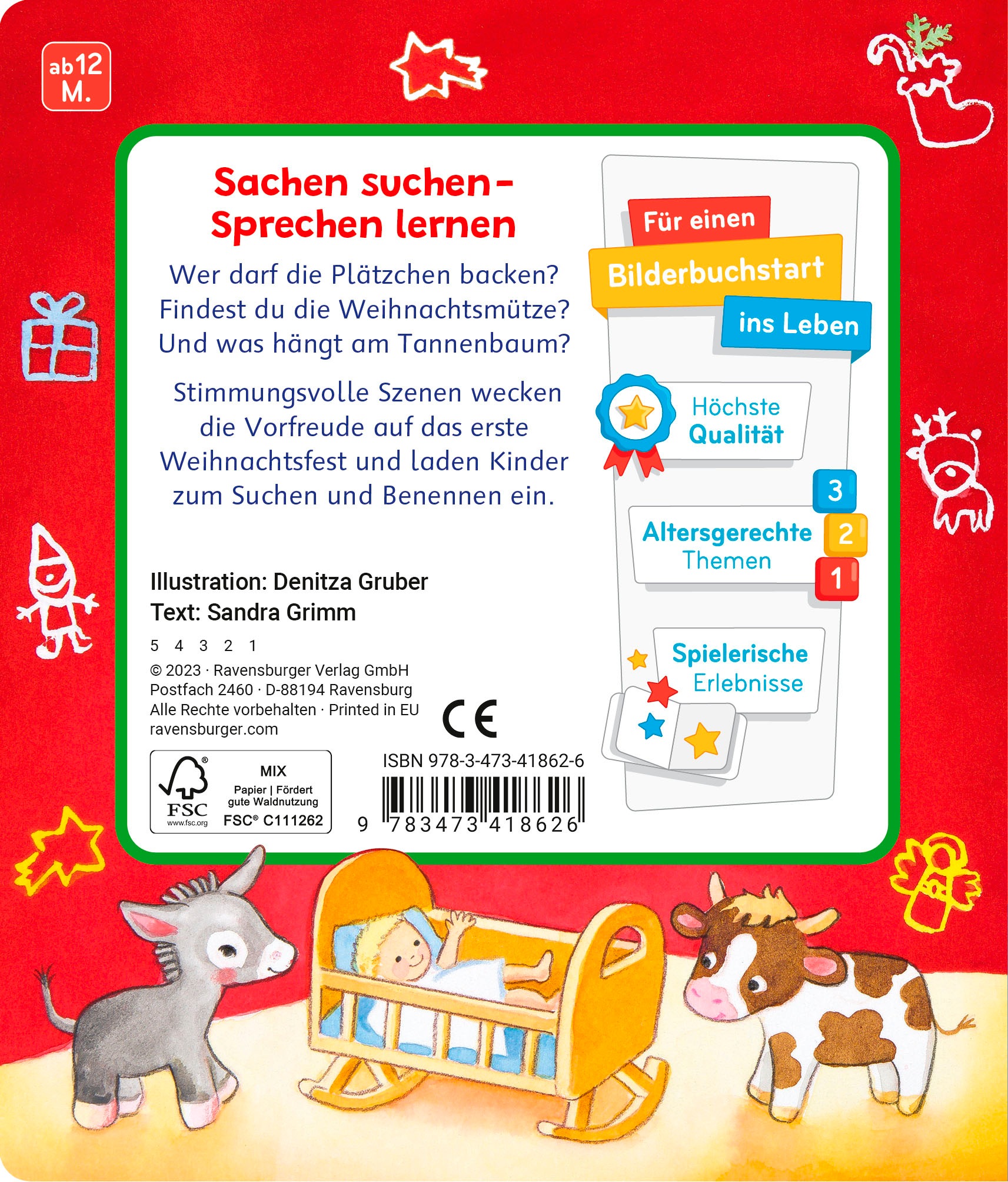 Ravensburger Kinderbuch »Pappbilderbuch, Mein erstes Sachen suchen Frohe Weihnachten«