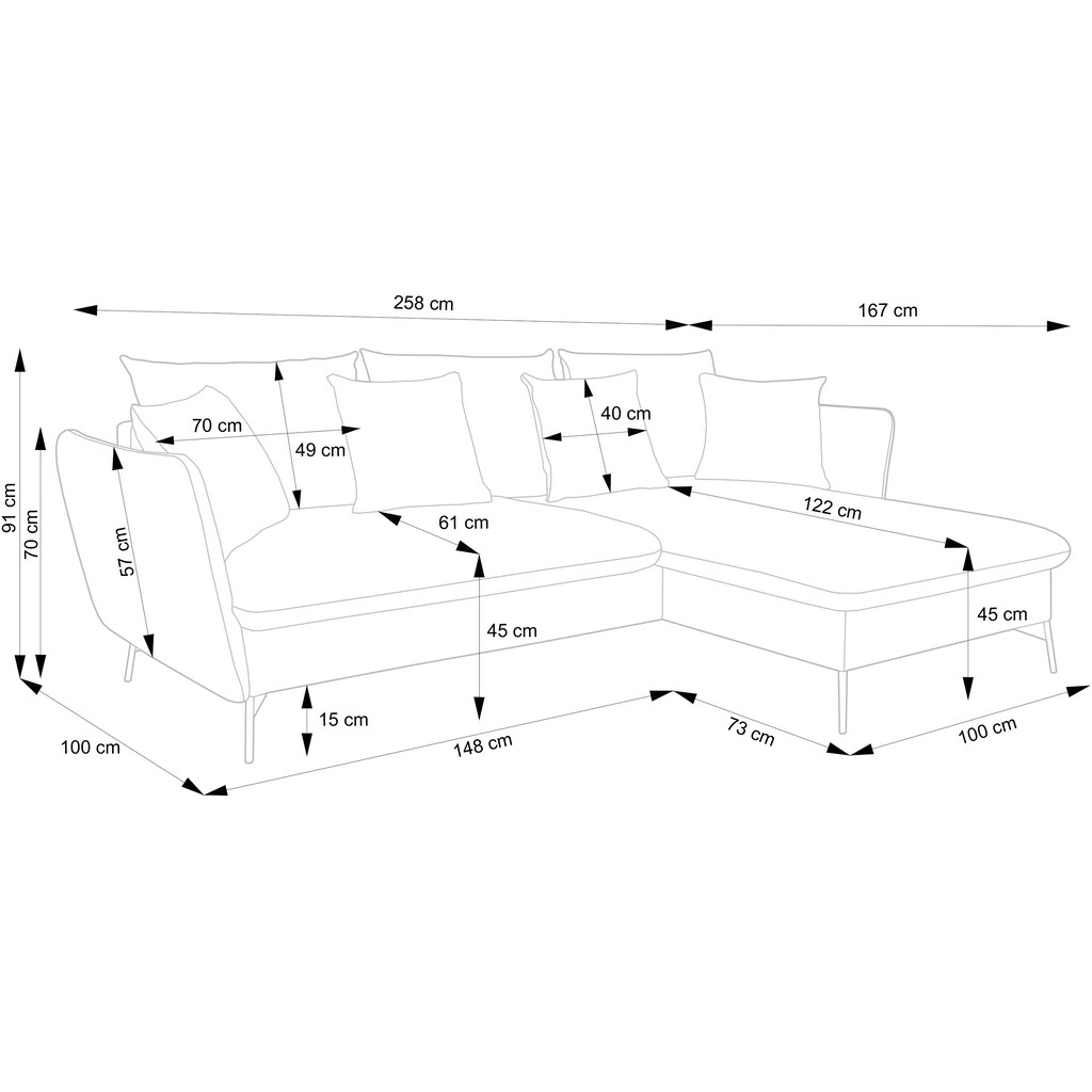 andas Ecksofa »LIVORNO, L-Form,«