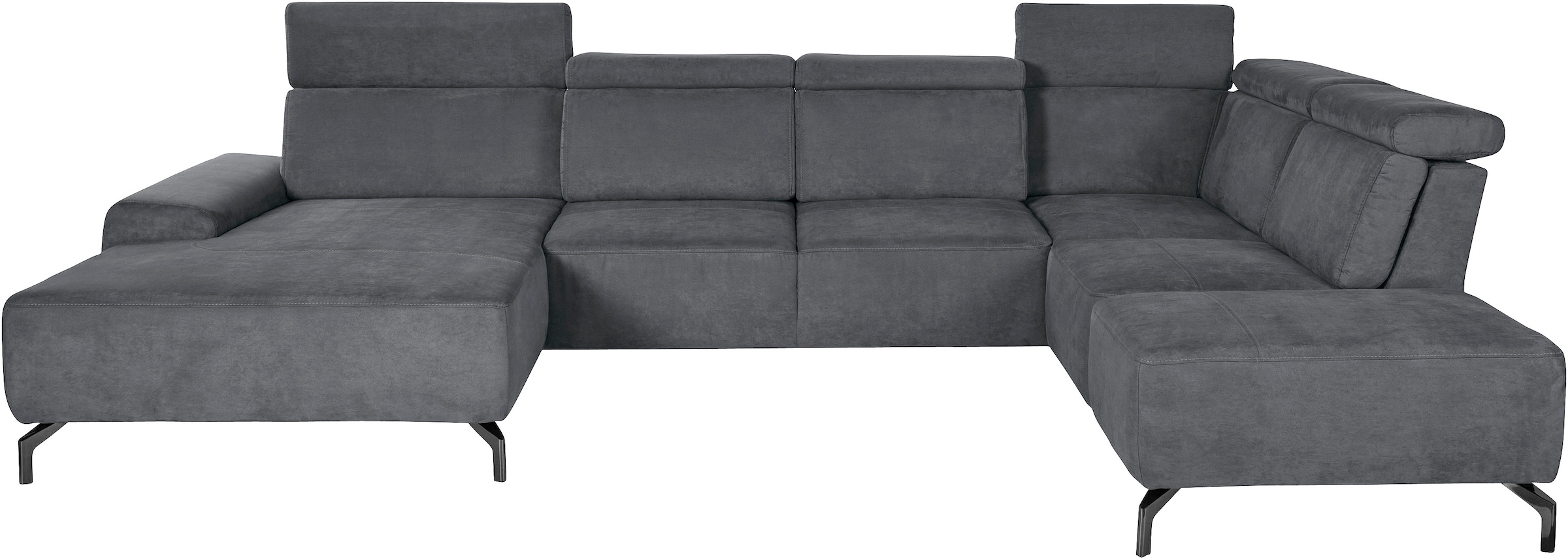 sit&more Wohnlandschaft »Gizeh U-Form«, 15 cm Fußhöhe, inklusive Sitztiefenverstellung und Kopfteilverstellung