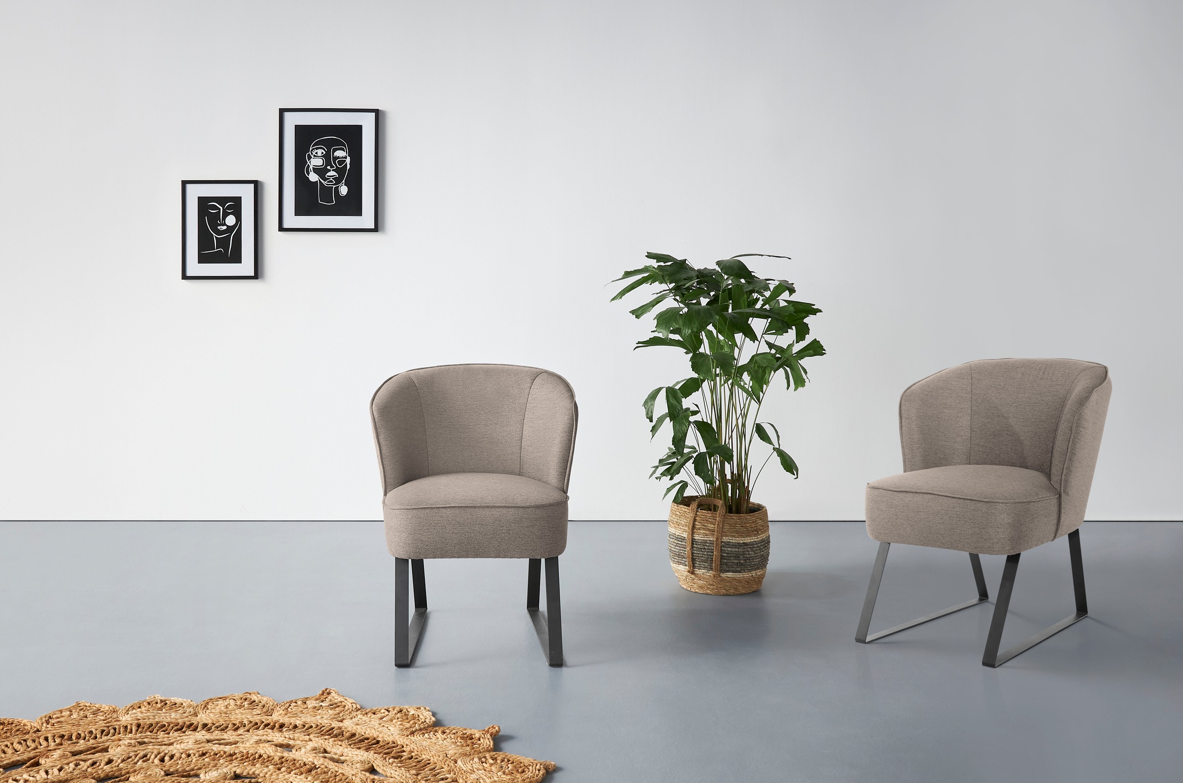 exxpo - sofa fashion Sessel »Americano, Loungesessel«, mit Keder und Metallfüßen, Bezug in verschiedenen Qualitäten, 1 Stck.