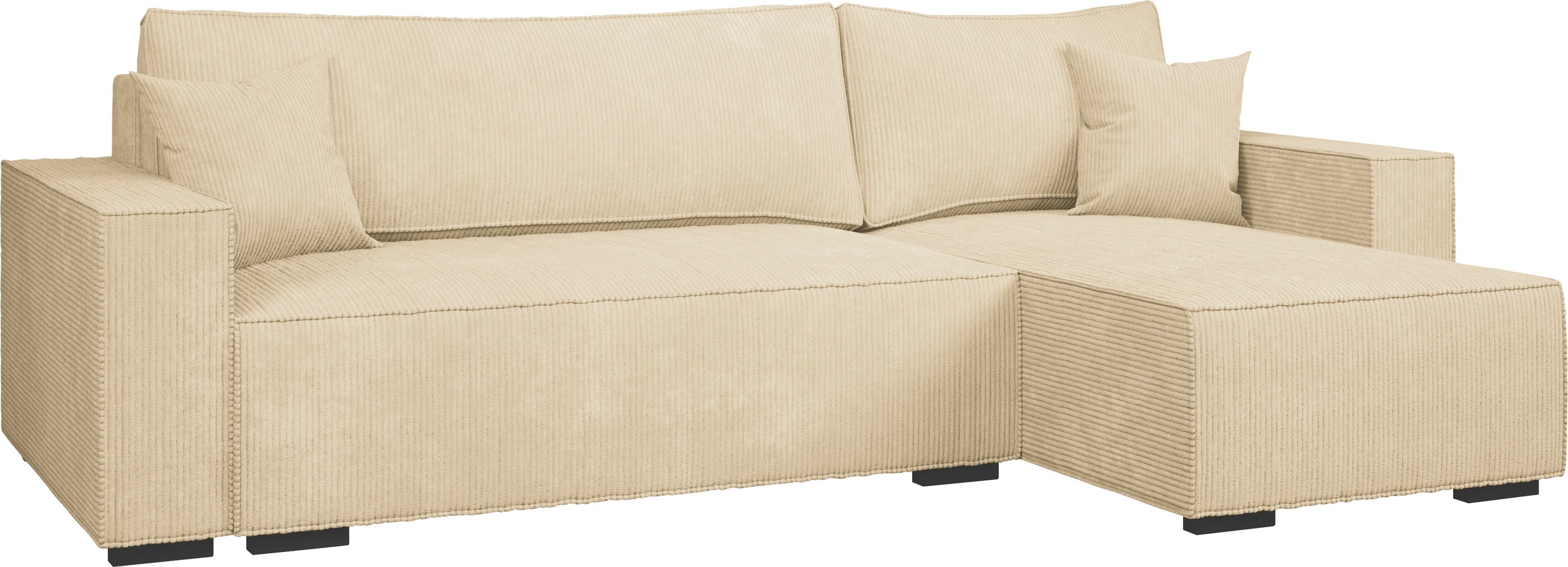 INOSIGN Ecksofa »Wylie«, Cord, Recamiere beidseitig montierbar, mit Bettfunktion und Bettkasten