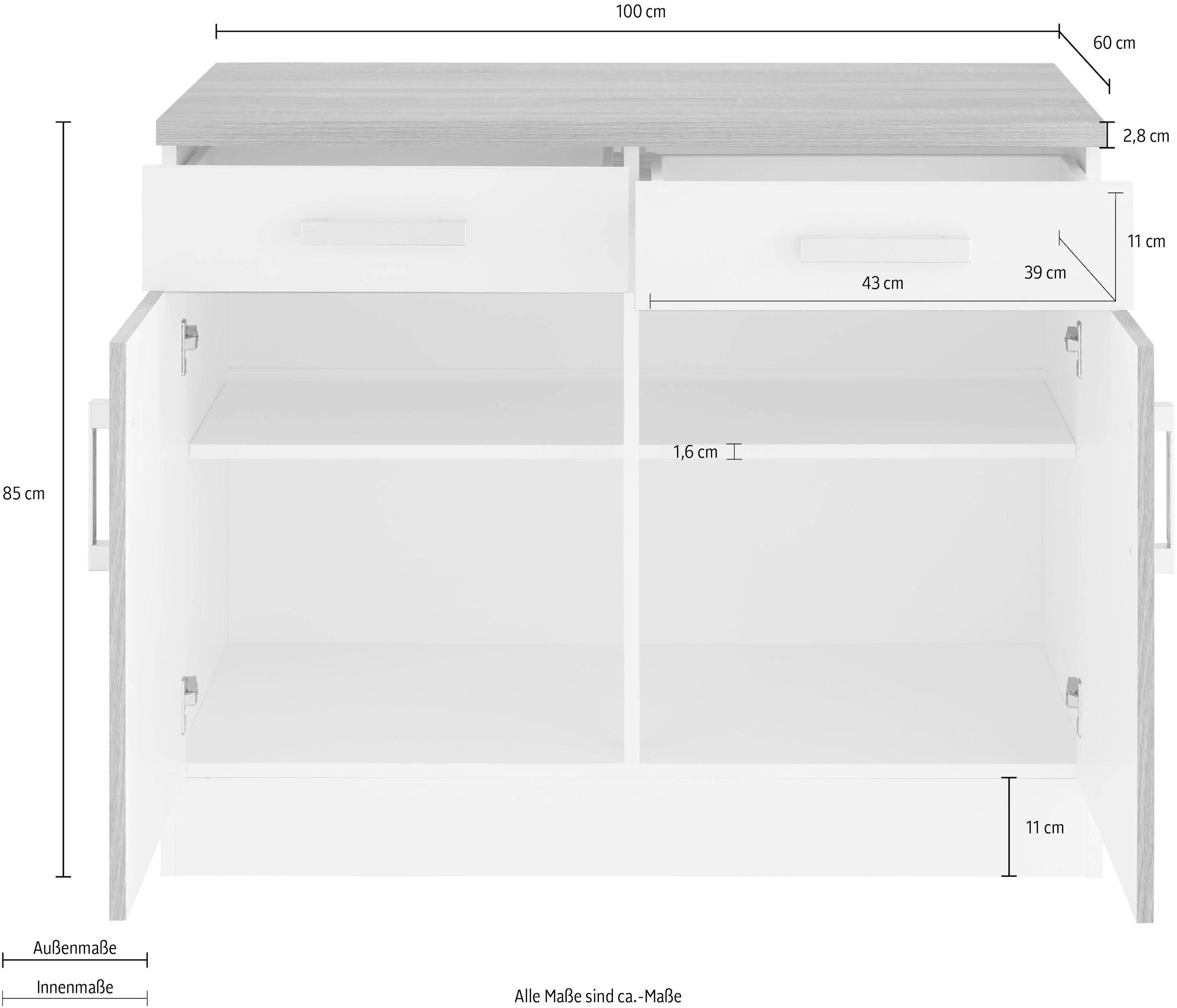 KOCHSTATION Unterschrank »KS-Gera«, Breite 100 cm